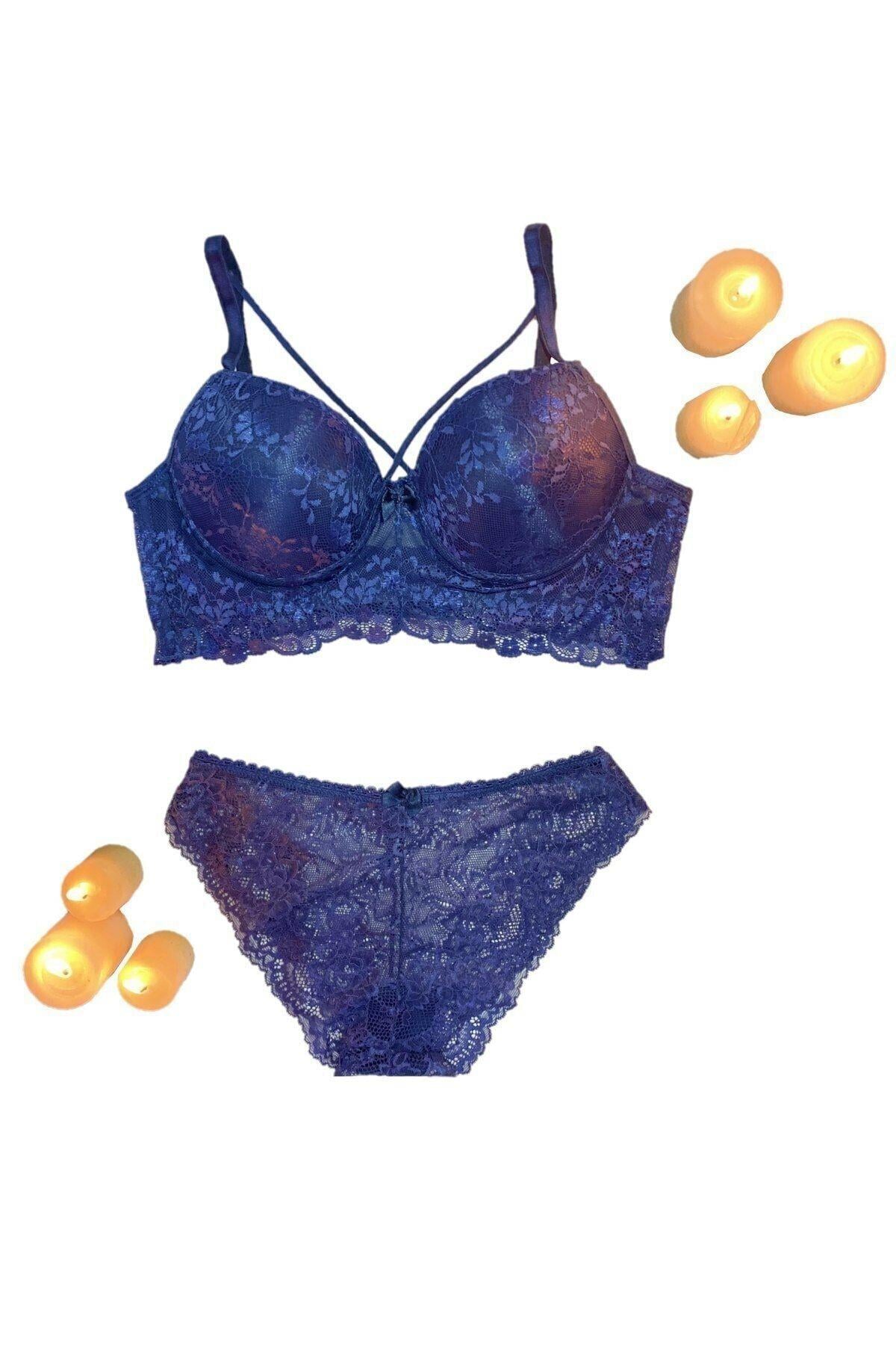  DESTEKSİZ DANTELLİ BRALET BORDO SÜTYEN TAKIM