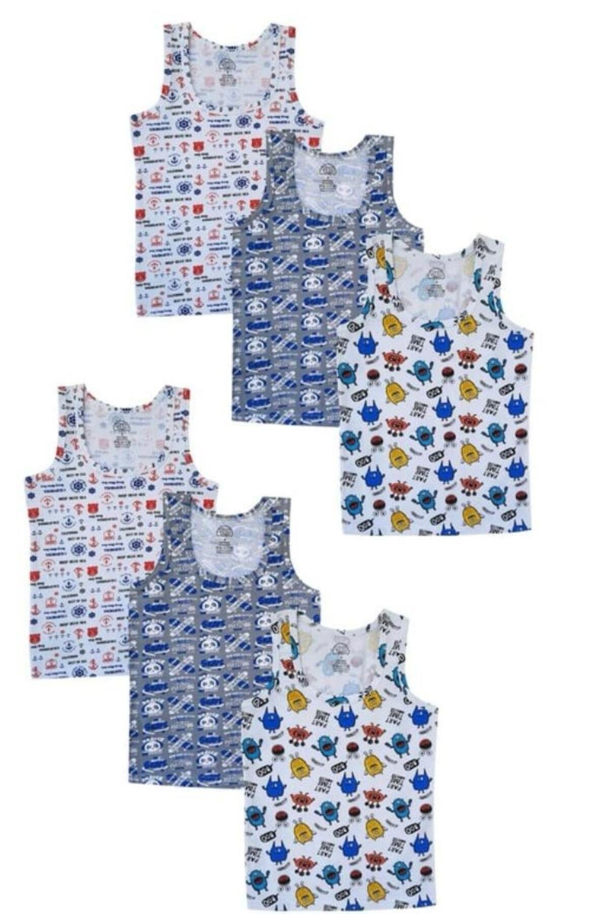  TUTKU 6'LI PAKET RENKLİ DESENLİ ERKEK ÇOCUK ATLET (KARIŞIK DESENLER)