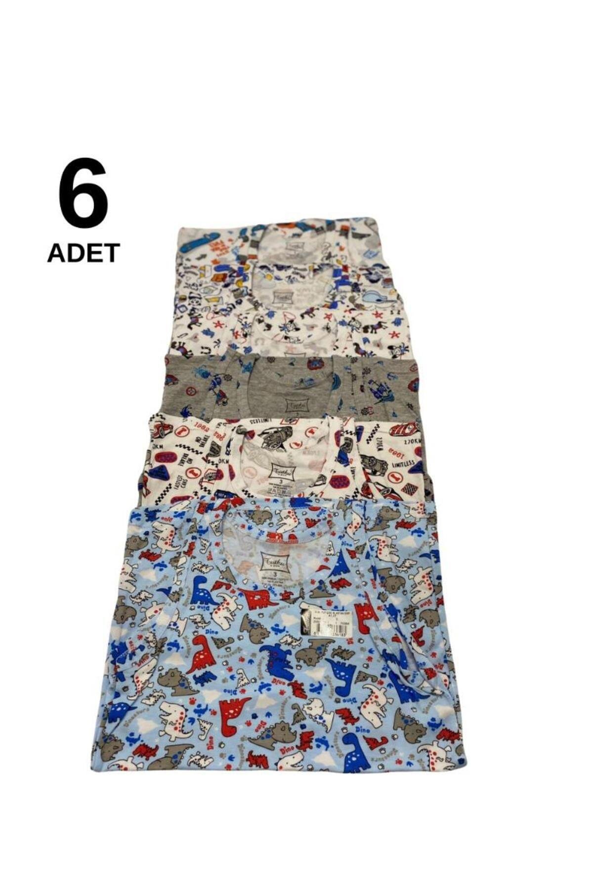  TUTKU 6'LI PAKET RENKLİ DESENLİ ERKEK ÇOCUK ATLET (KARIŞIK DESENLER)