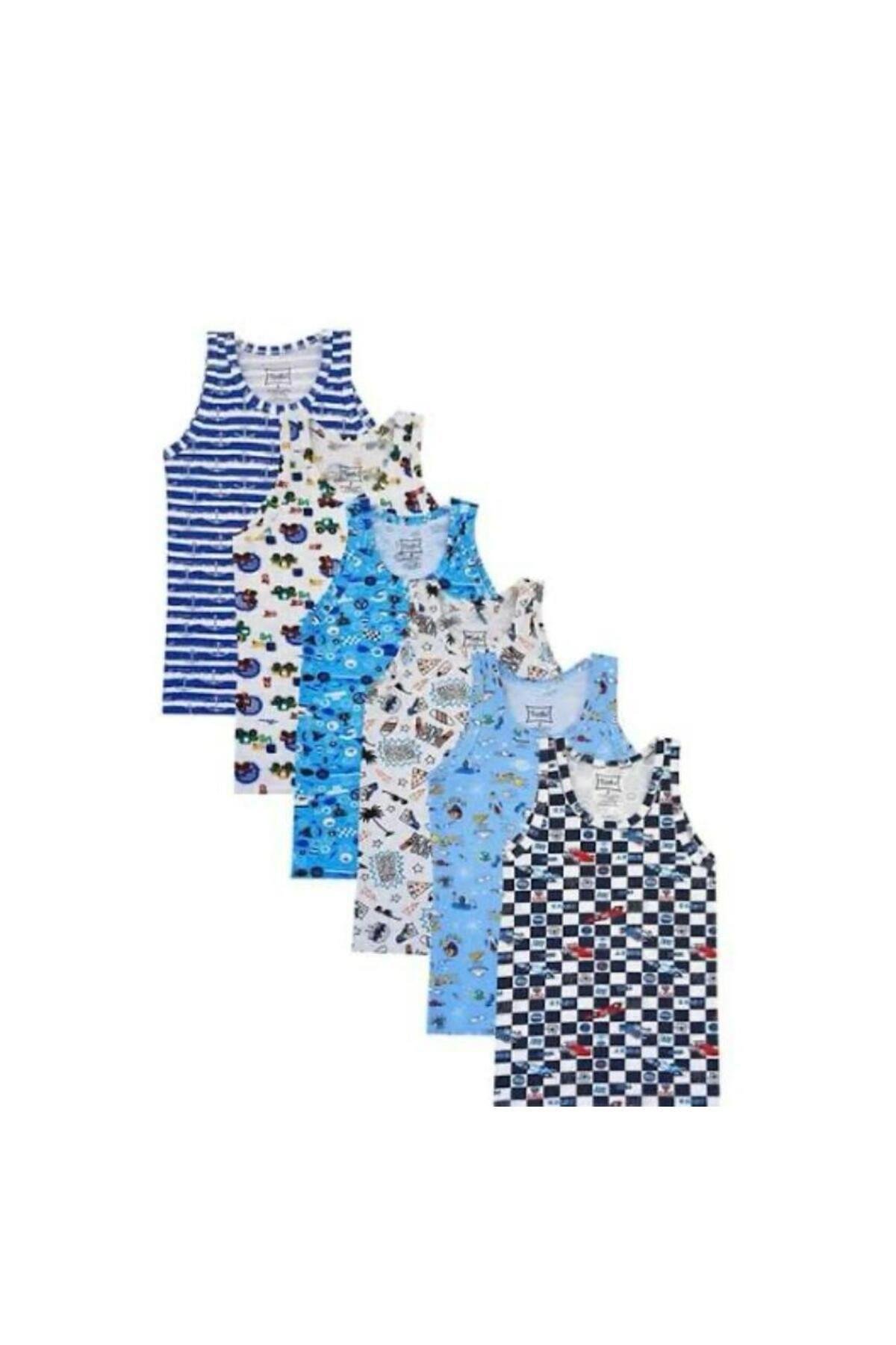  TUTKU 6'LI PAKET RENKLİ DESENLİ ERKEK ÇOCUK ATLET (KARIŞIK DESENLER)