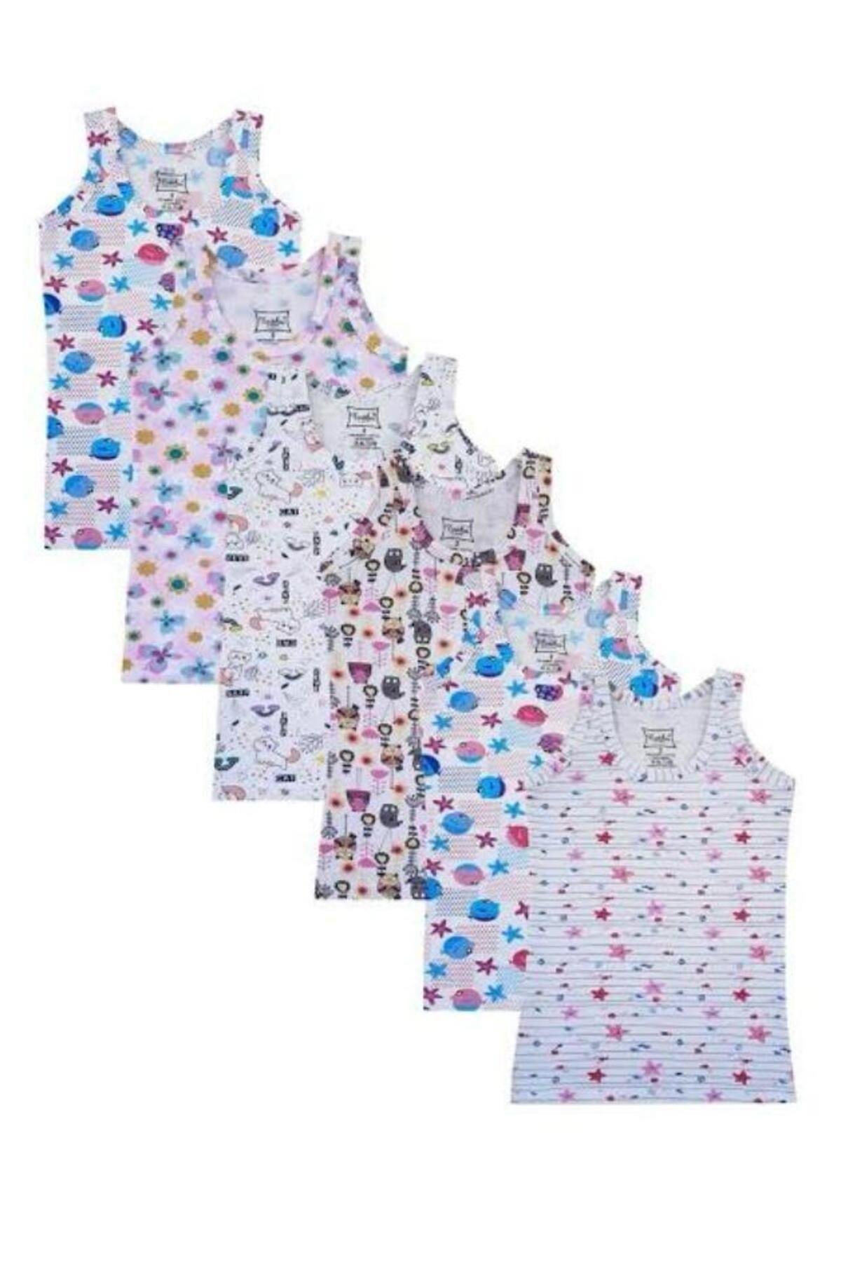  TUTKU 6'LI PAKET RENKLİ DESENLİ KALIN ASKILI KIZ ÇOCUK ATLET (KARIŞIK DESENLER)