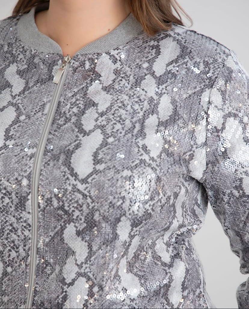 PUL PAYET GRİ LEOPAR DESENLİ HIRKA