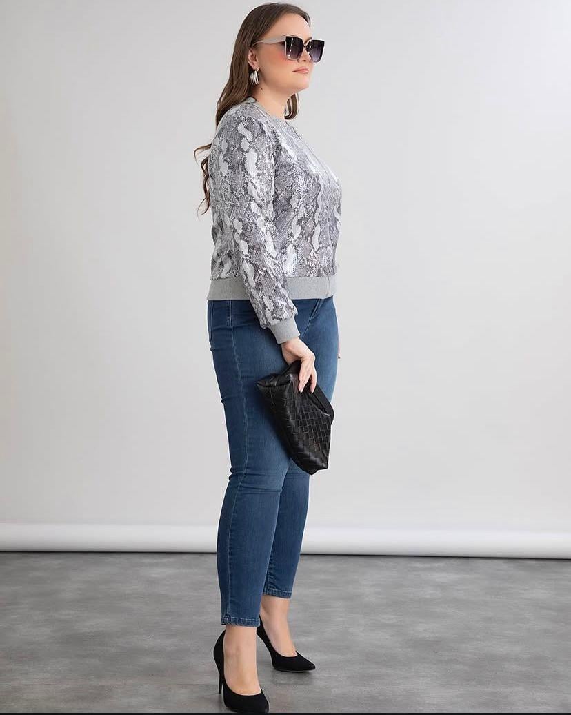 PUL PAYET GRİ LEOPAR DESENLİ HIRKA
