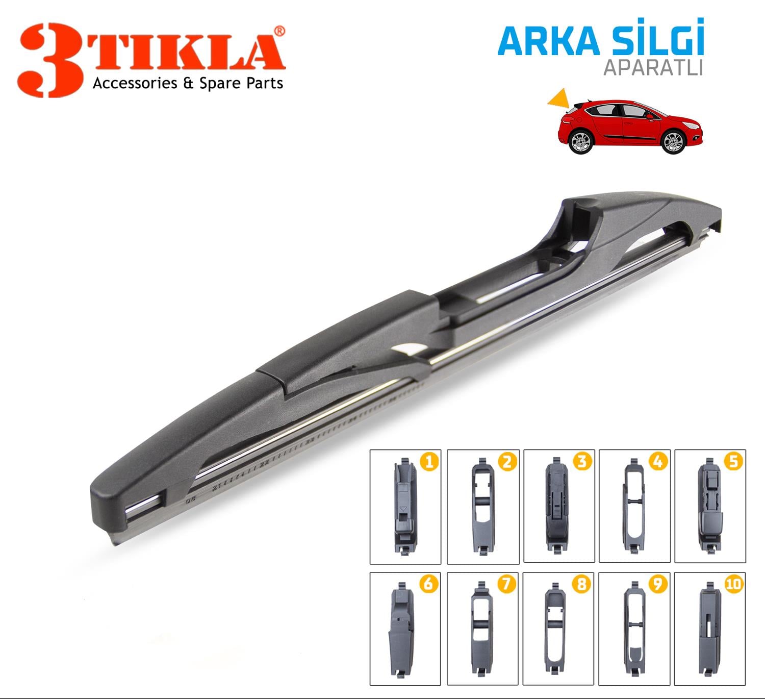 Arka Cam Sileceği 225mm 10 Aparatlı Universal Tüm Araçlara Uyumludur