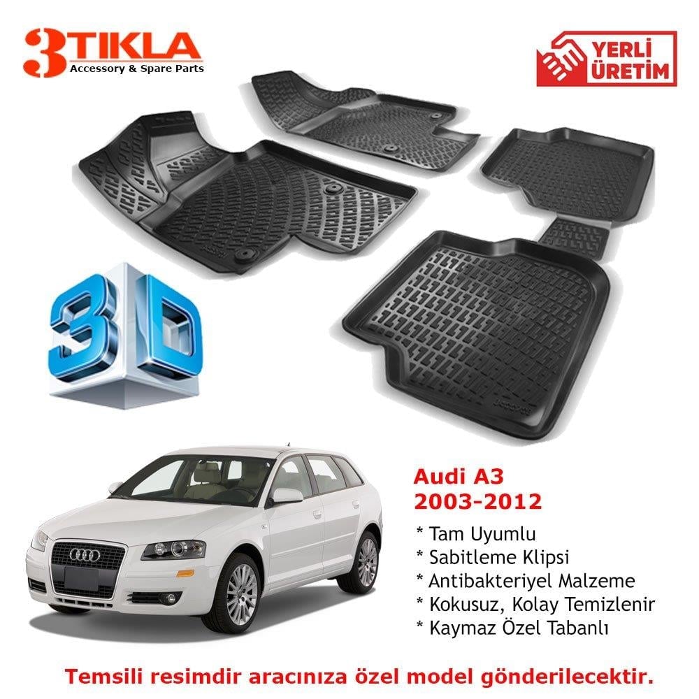 Audi A3 2006-2012 Premium 3D Havuzlu Paspas Seti
