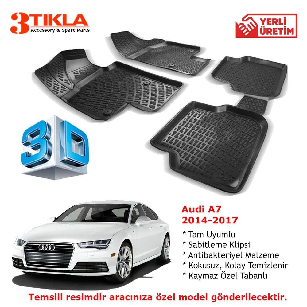 Audi A7 C7 2010-2018 Premium 3D Havuzlu Paspas Seti