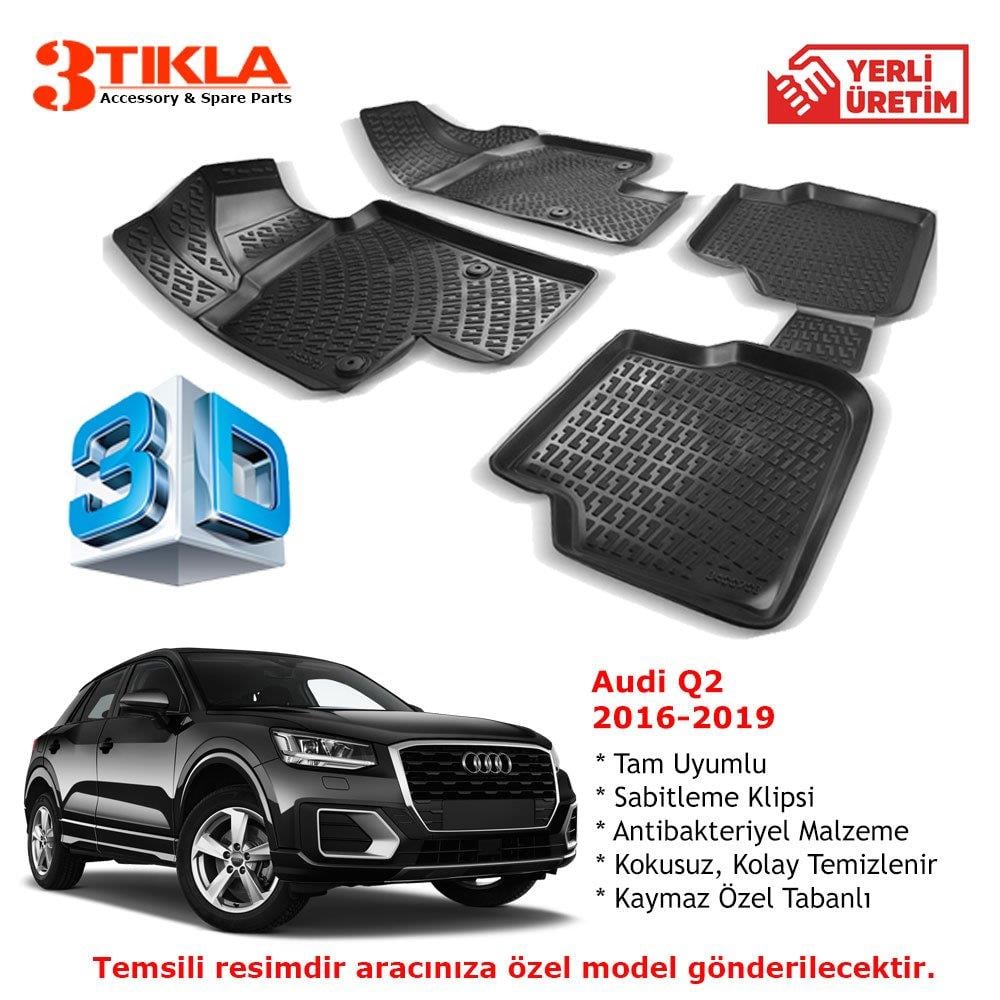 Audi Q2 2015-2019 Premium 3D Havuzlu Paspas Seti