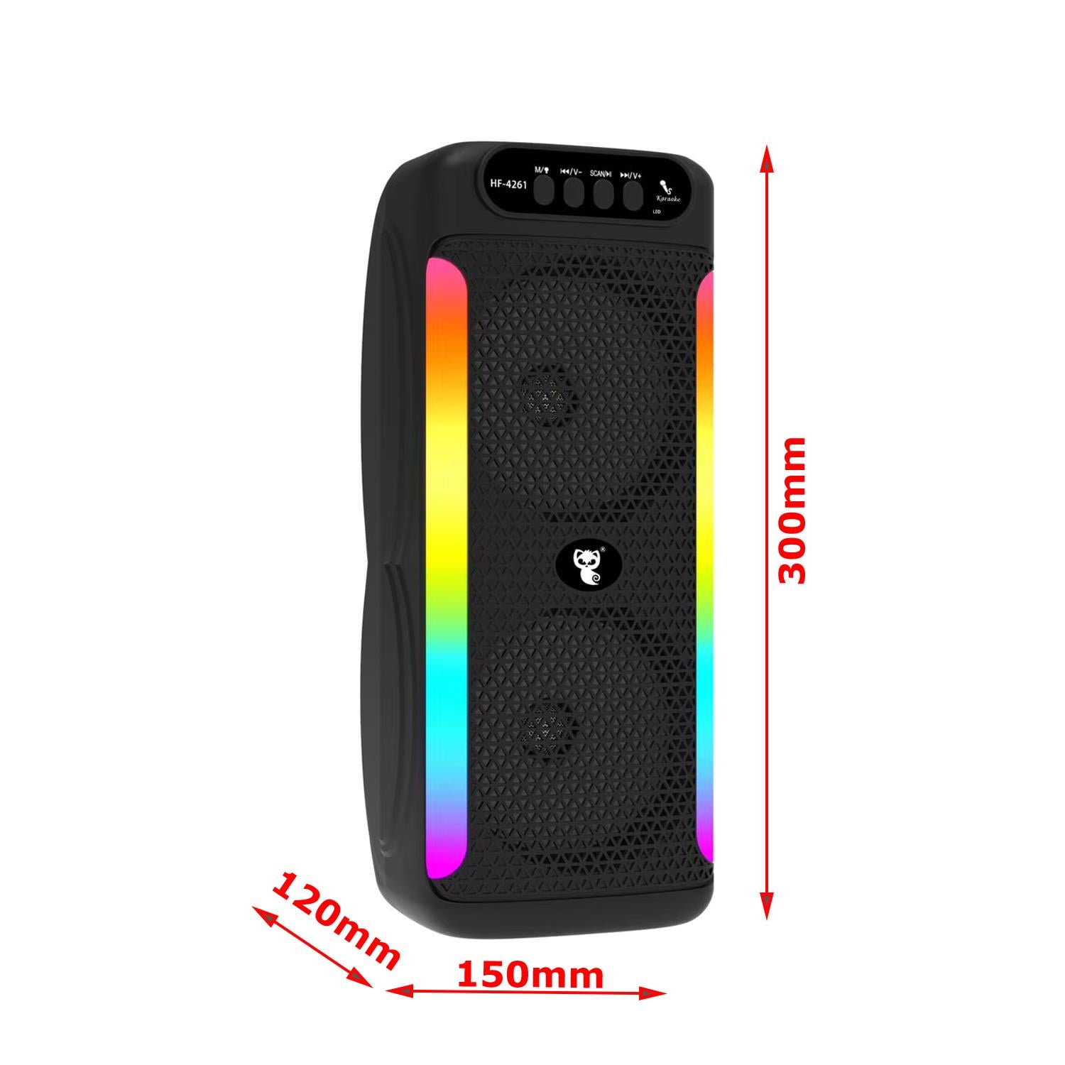 Bluetooth Hoparlör RGB Led Işıklı Mikrofonlu TF Kart, Telefon, AUX, Radyo, Kareoke, USB Bağlantı 800mAh Bataryalı
