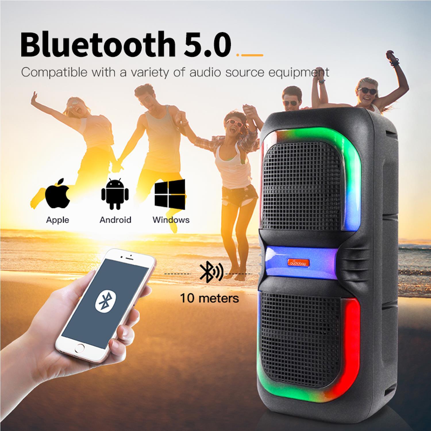 Bluetooth MS2039 Hoparlör RGB Led Işıklı Mikrofonlu Telefon, AUX, Radyo, Kareoke, USB Bağlantı Bataryalı