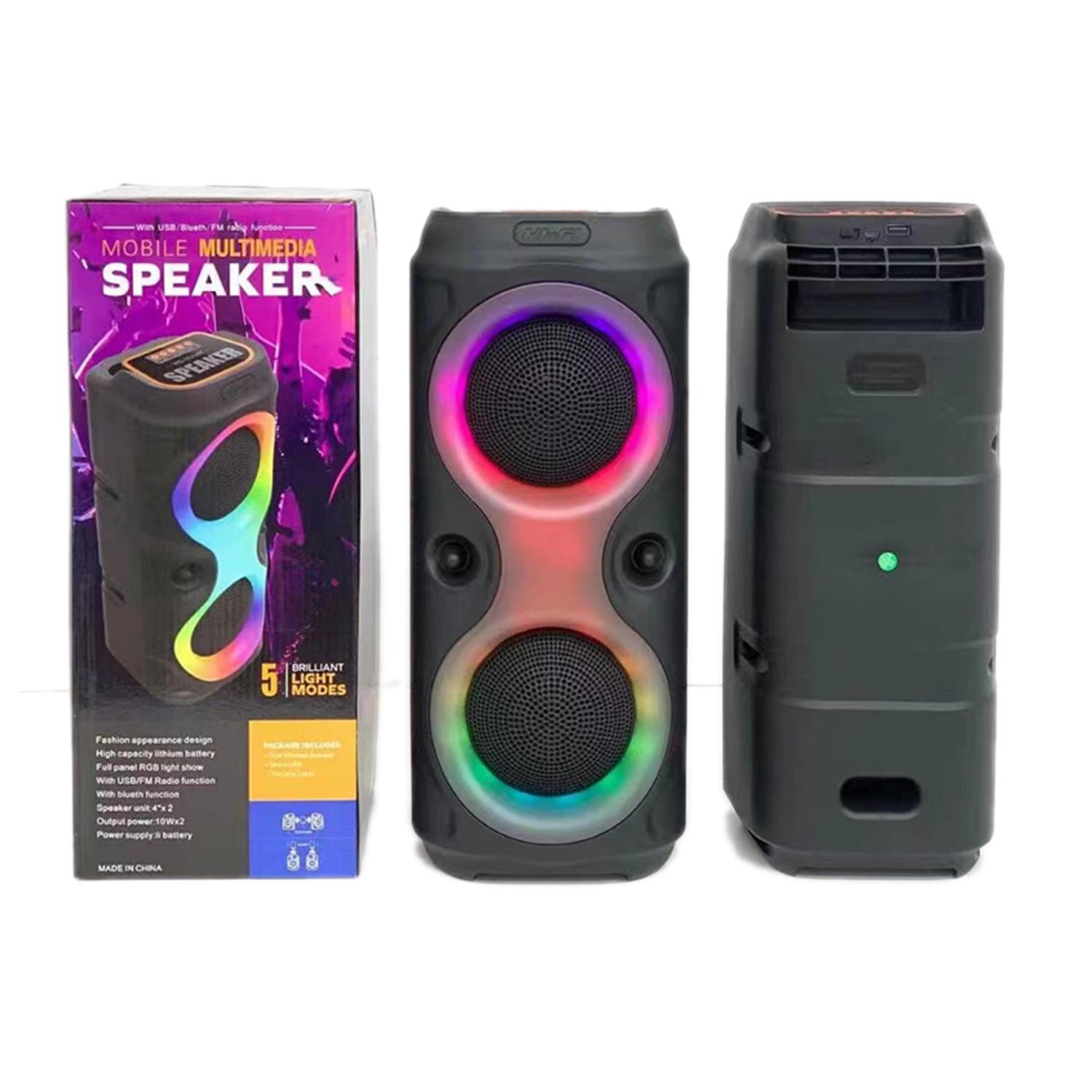 Bluetooth MS3628 TWS Hoparlör RGB Led Işıklı Mikrofonlu TF Kart, Telefon, AUX, Radyo, Kareoke, USB Bağlantı 800mAh Bataryalı