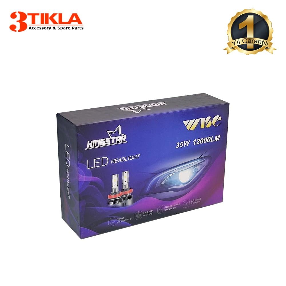 BMW 3 Serisi E46-E90 2000-2011 Uzun Far Wise Beyaz H7 Mini Led Xenon Şimşek Etkili 12000 Lümen