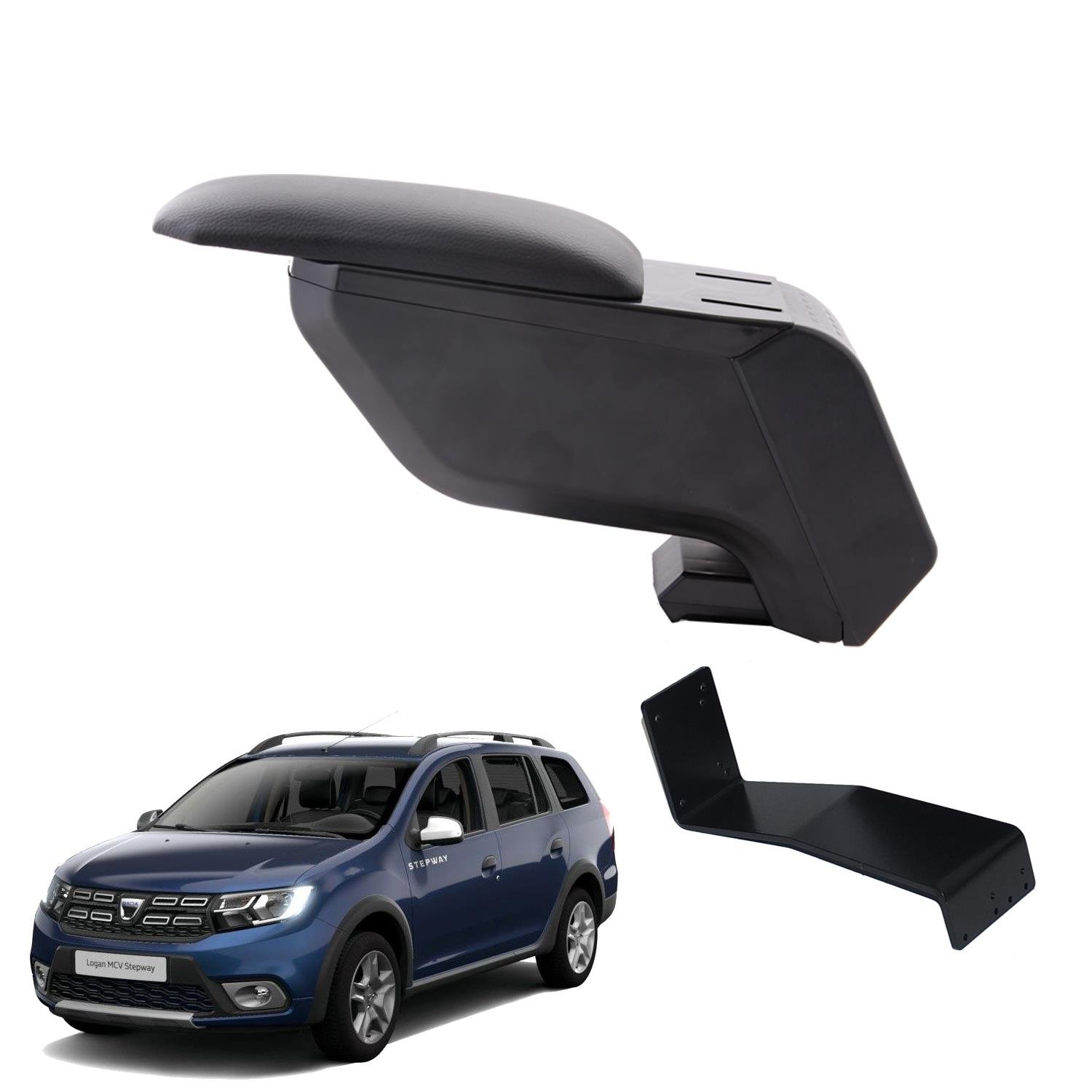 Dacia Logan MCV 2020 Delmesiz Çelik Ayaklı Siyah Kolçak Kol Dayama