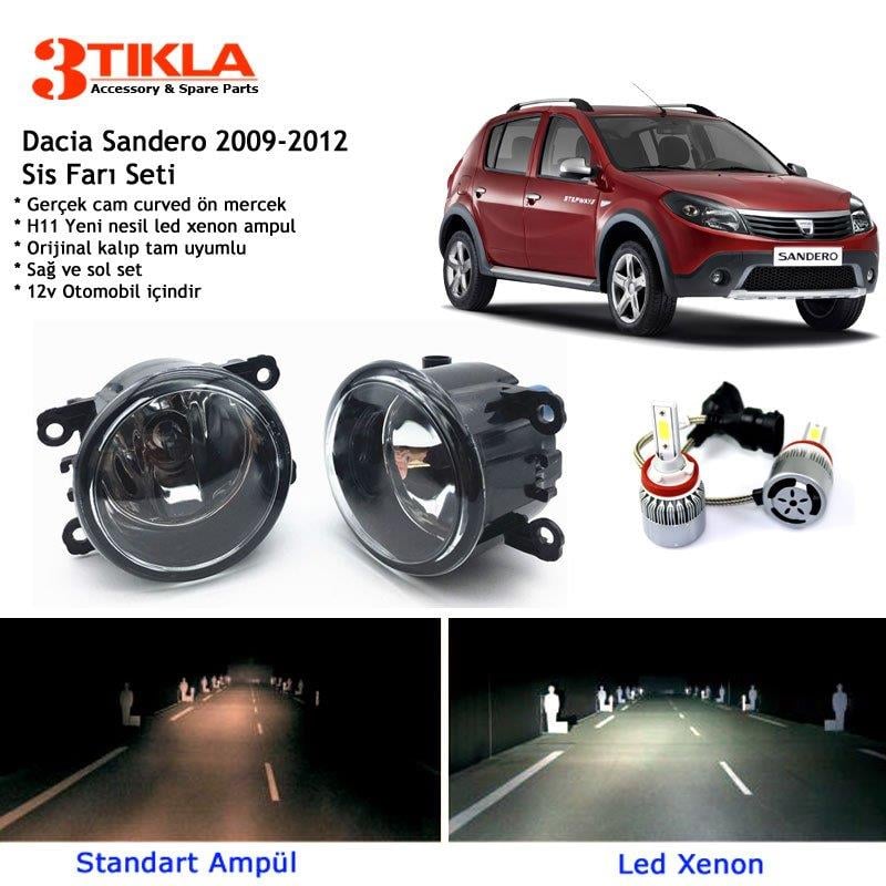 Dacia Sandero 2009-2012 Beyaz Led Xenon Sis Farı Seti