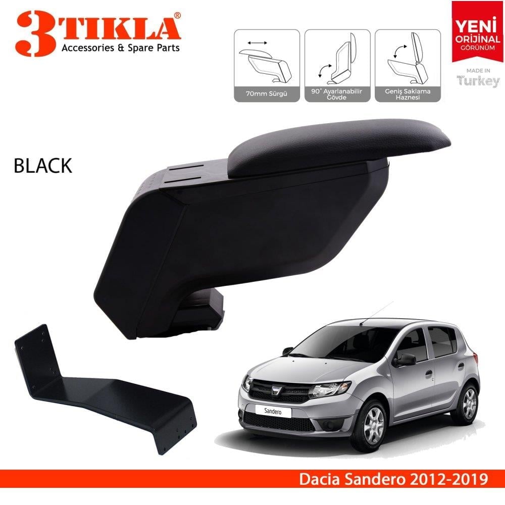 Dacia Sandero 2012-2019 Delmesiz Çelik Ayaklı Siyah Kolçak Kol Dayama
