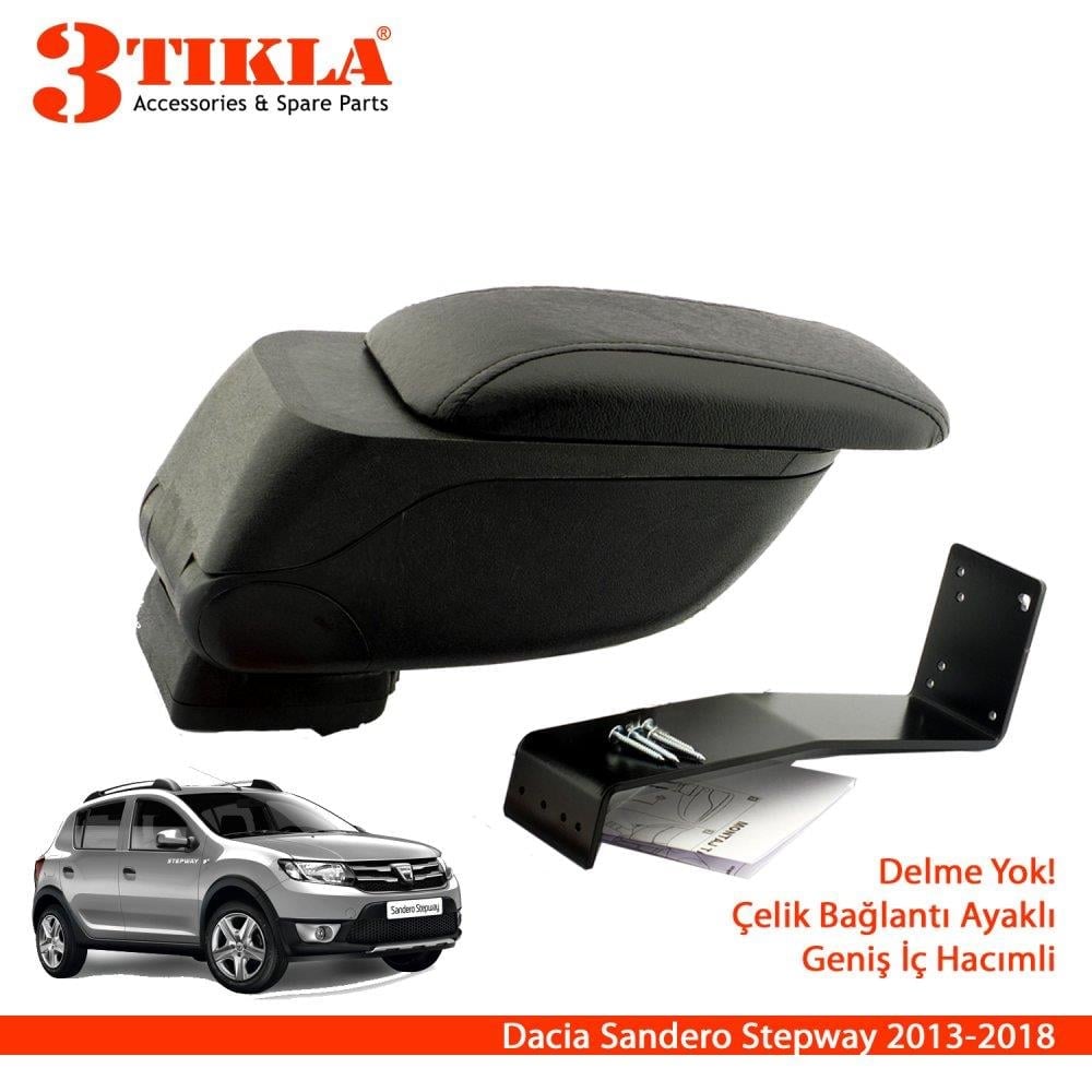 Dacia Sandero Stepway 2013-2018 Sonrası Geniş Hacimli  Delmesiz Çelik Ayaklı  Kolçak Kol Dayama