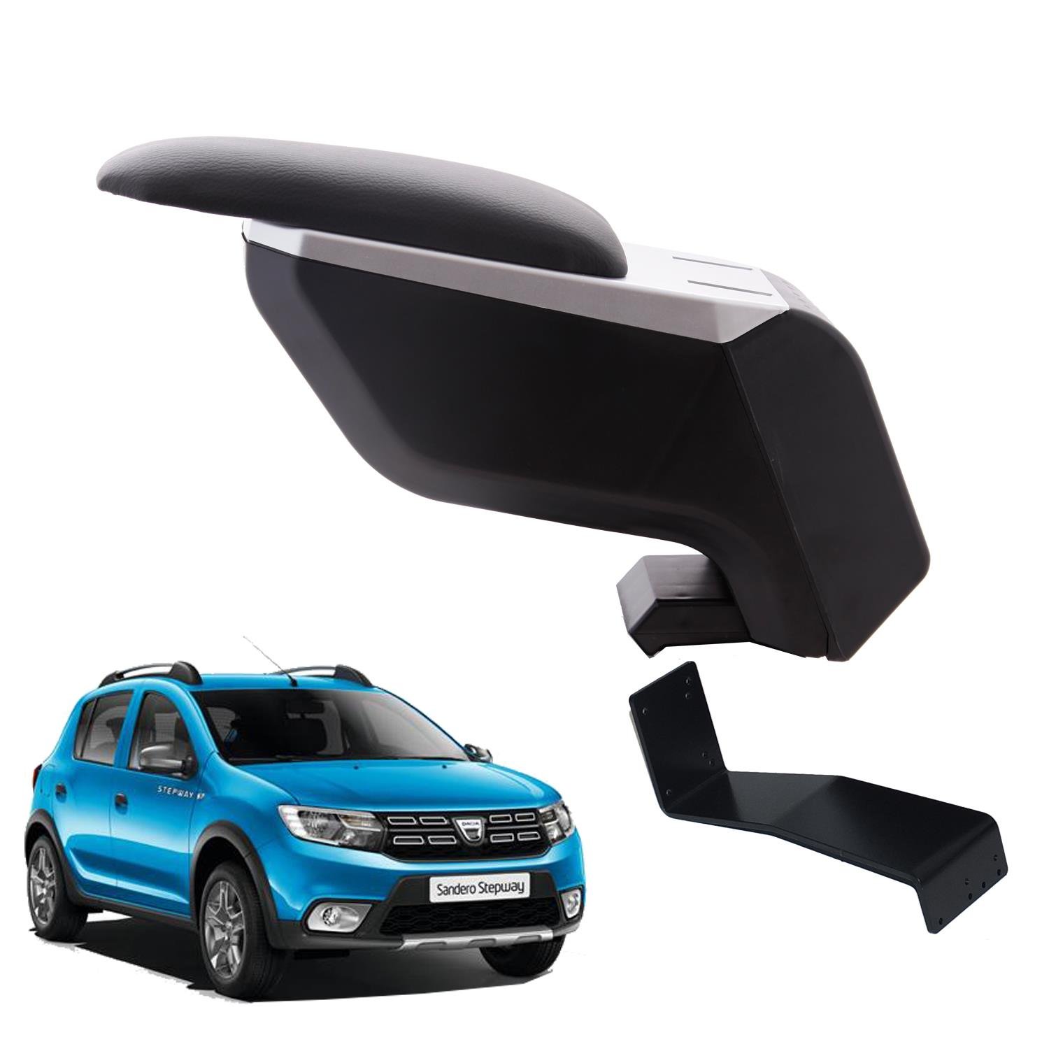 Dacia Sandero Stepway 2016 Delmesiz Çelik Ayaklı Siyah Kolçak Kol Dayama