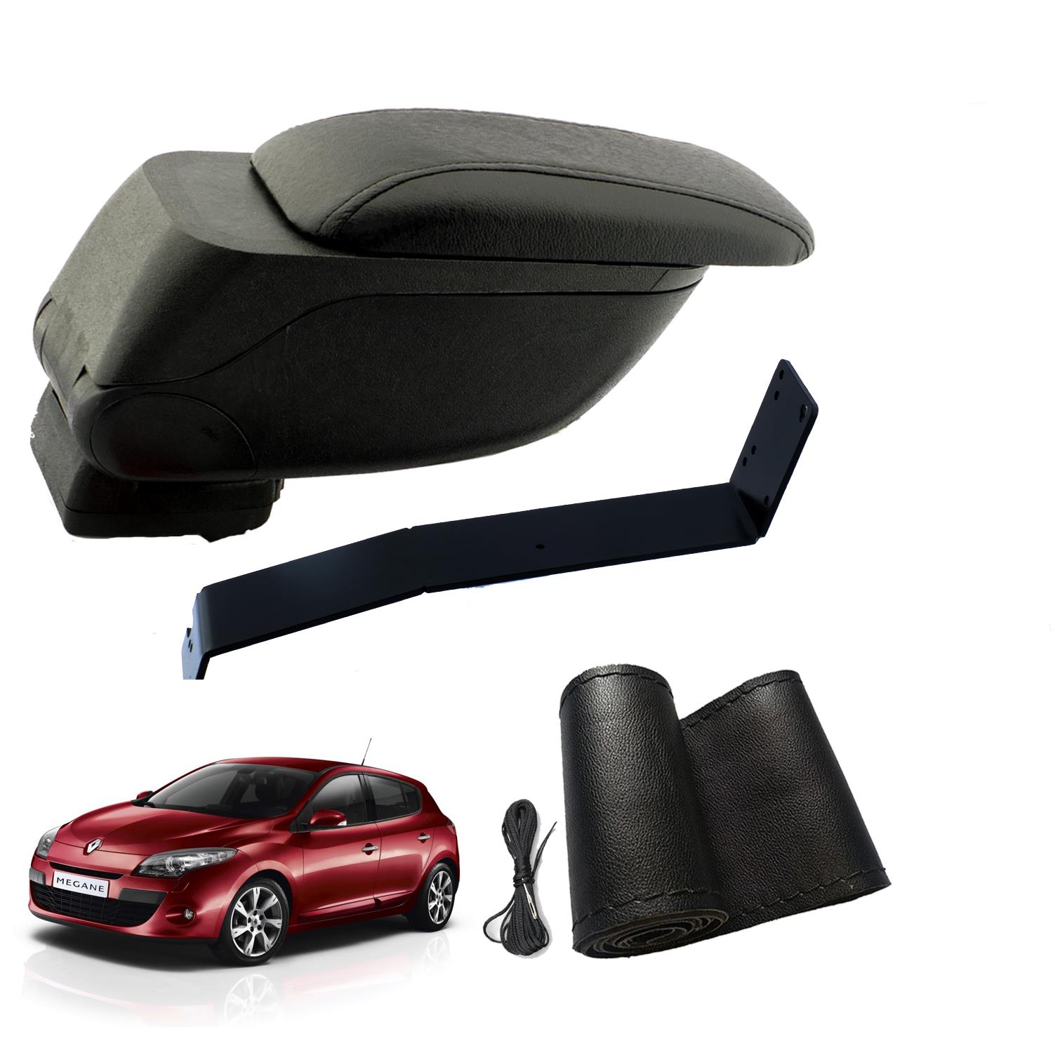 Eko Set Renault Megane III 2012 Geniş Hacimli  Delmesiz Çelik Ayaklı  Kolçak ve Direksiyon Kılıfı