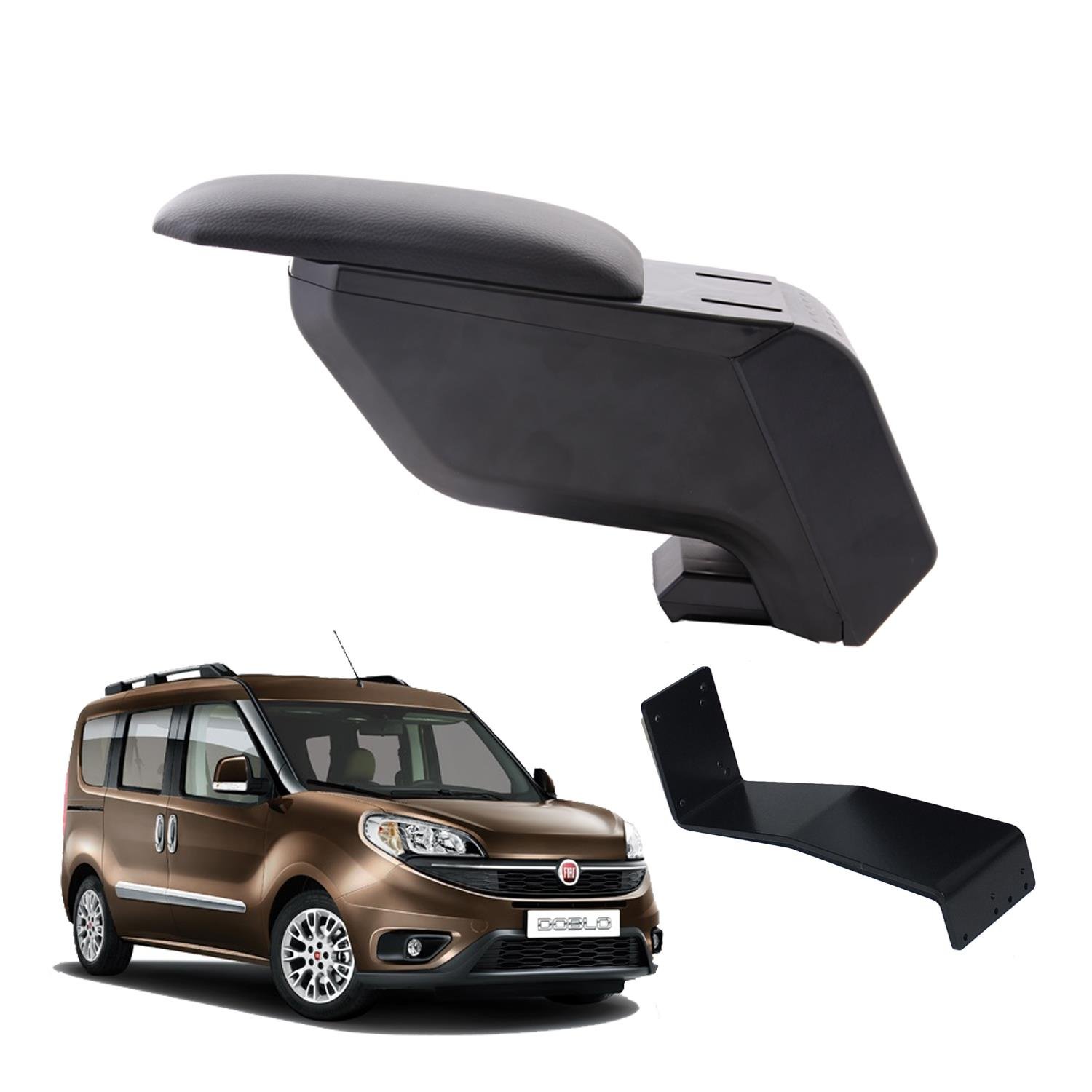 Fiat Doblo 2017 Delmesiz Çelik Ayaklı Siyah Kolçak Kol Dayama