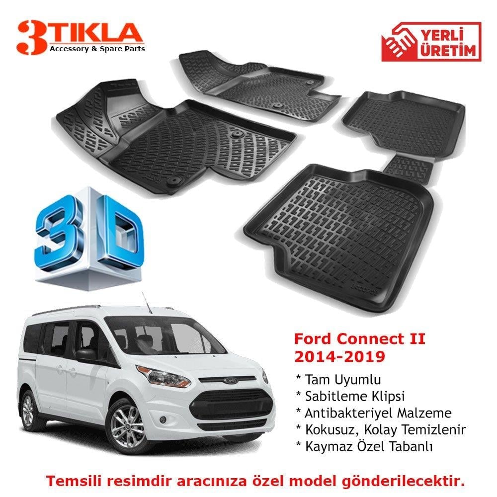Ford Connect II 2014-2019 Premium 3D Havuzlu Paspas Seti