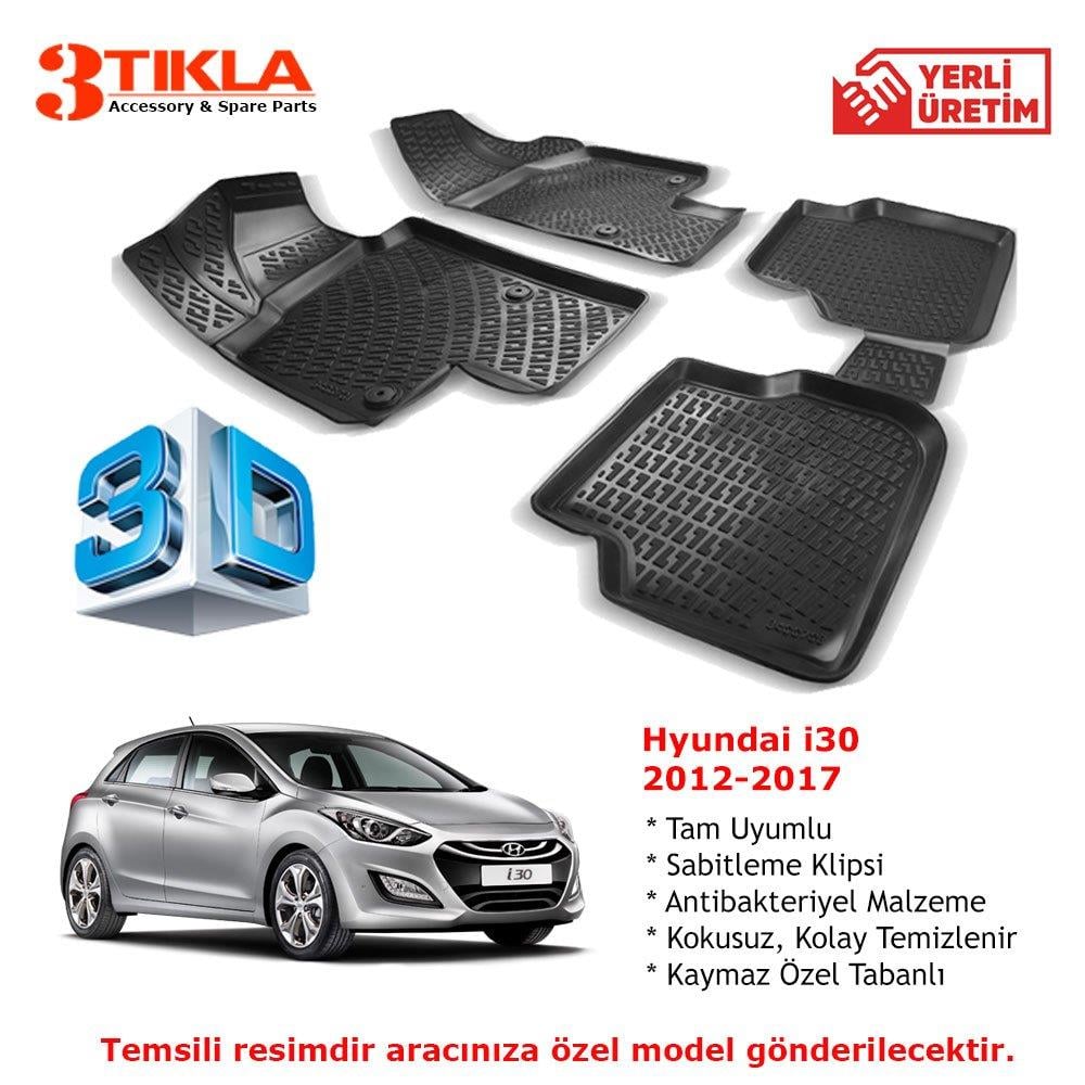Hyundai i30 2012-2017 Premium 3D Havuzlu Paspas Seti