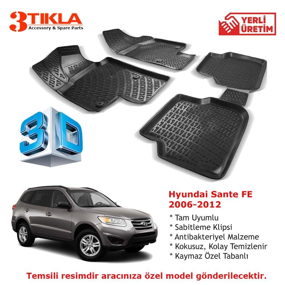 Hyundai Santa Fe 2006-2012 Premium 3D Havuzlu Paspas Seti