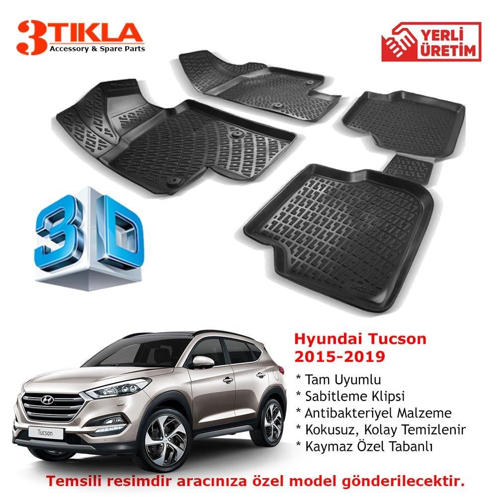 Hyundai Tucson 2015-2020 Premium 3D Havuzlu Paspas Seti