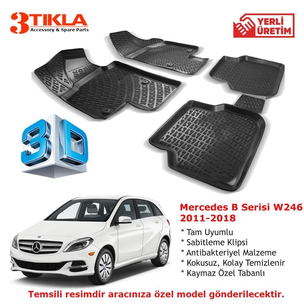Mercedes B Serisi W246 2011-2018 Premium 3D Havuzlu Paspas Seti