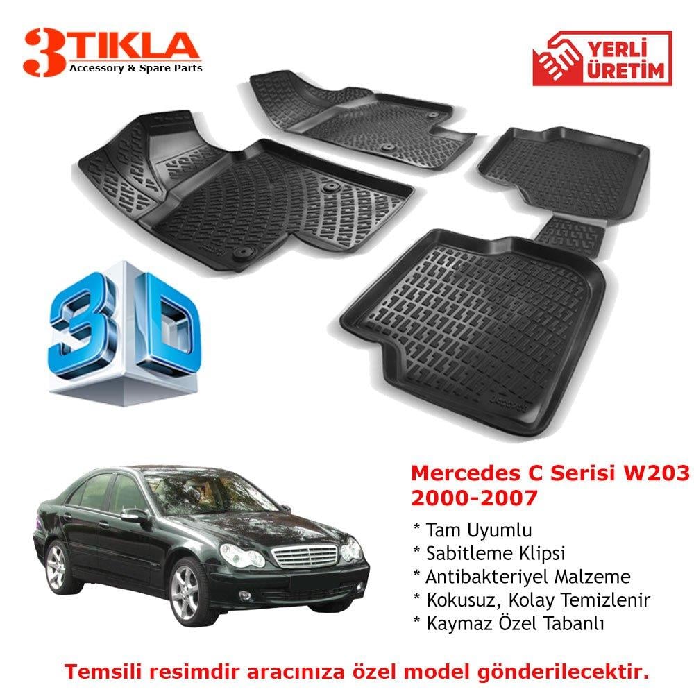 Mercedes C Serisi W203 2000-2007 Premium 3D Havuzlu Paspas Seti