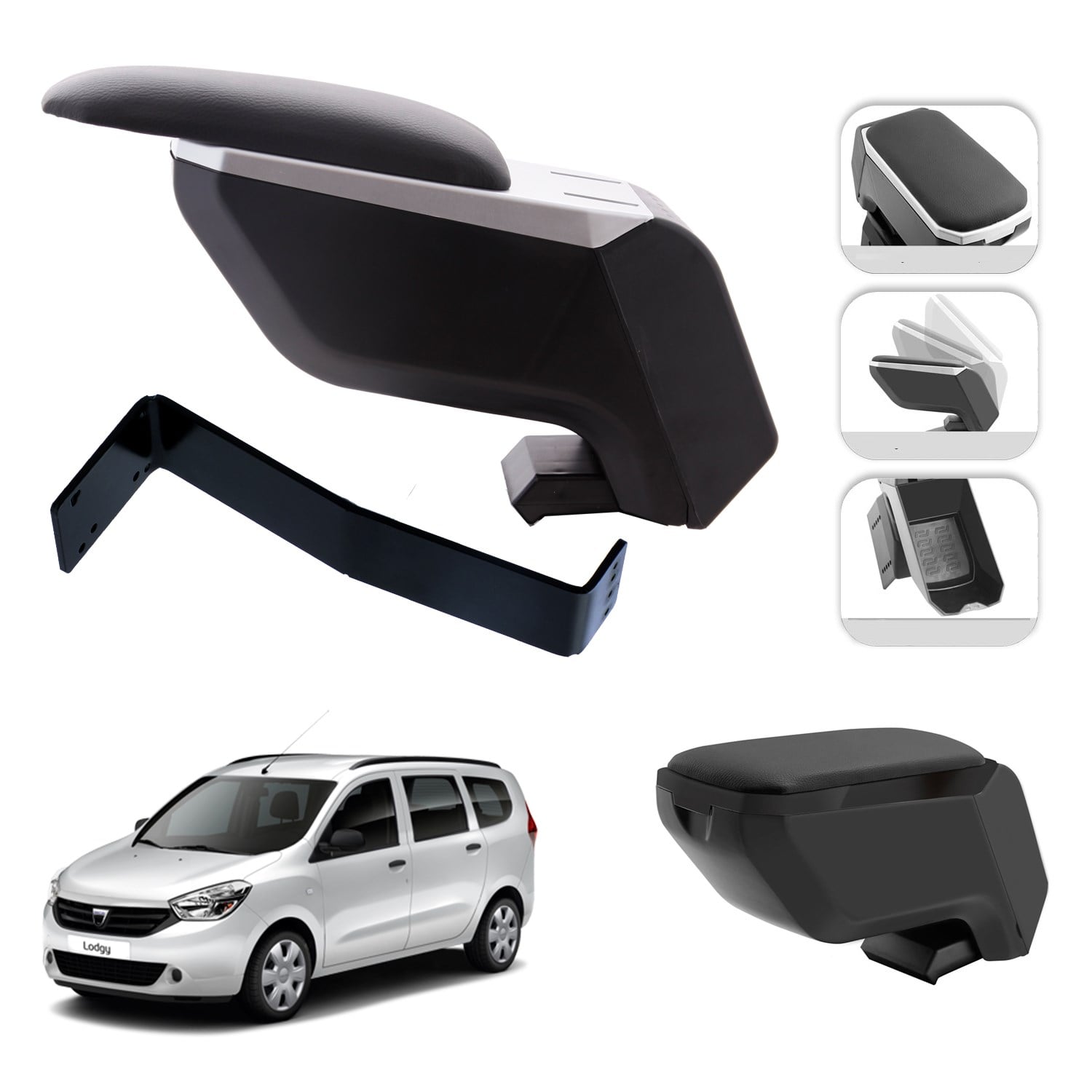Mis Paket Dacia Lodgy 2010-2023 Delmesiz Çelik Ayaklı Kolçak + Askılı Koku + Micro Fiber Bez + Torpido Süngeri
