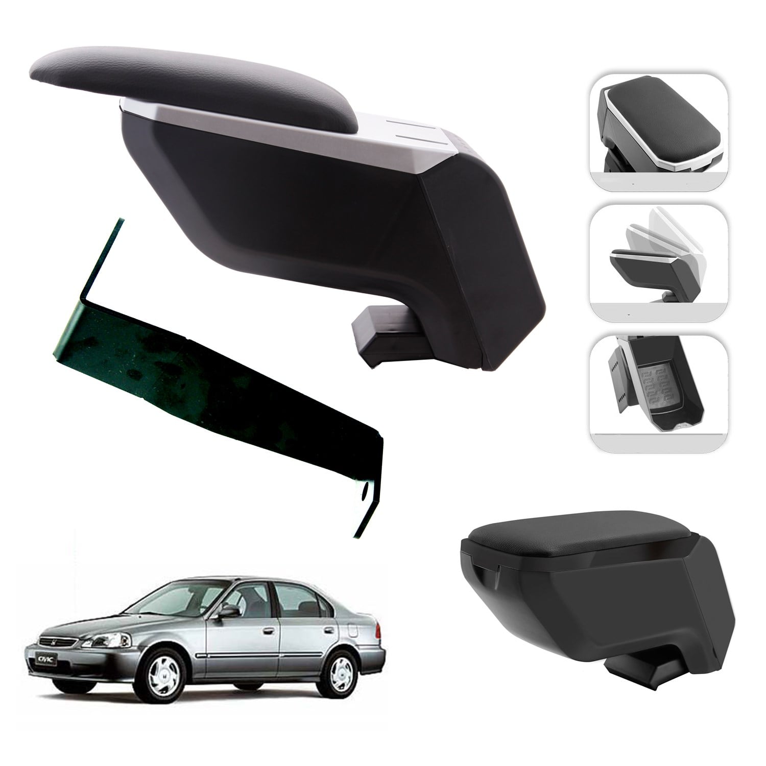 Mis Paket Honda Civic Sedan 1995-2000 Delmesiz Çelik Ayaklı Kolçak + Askılı Koku + Micro Fiber Bez + Torpido Süngeri
