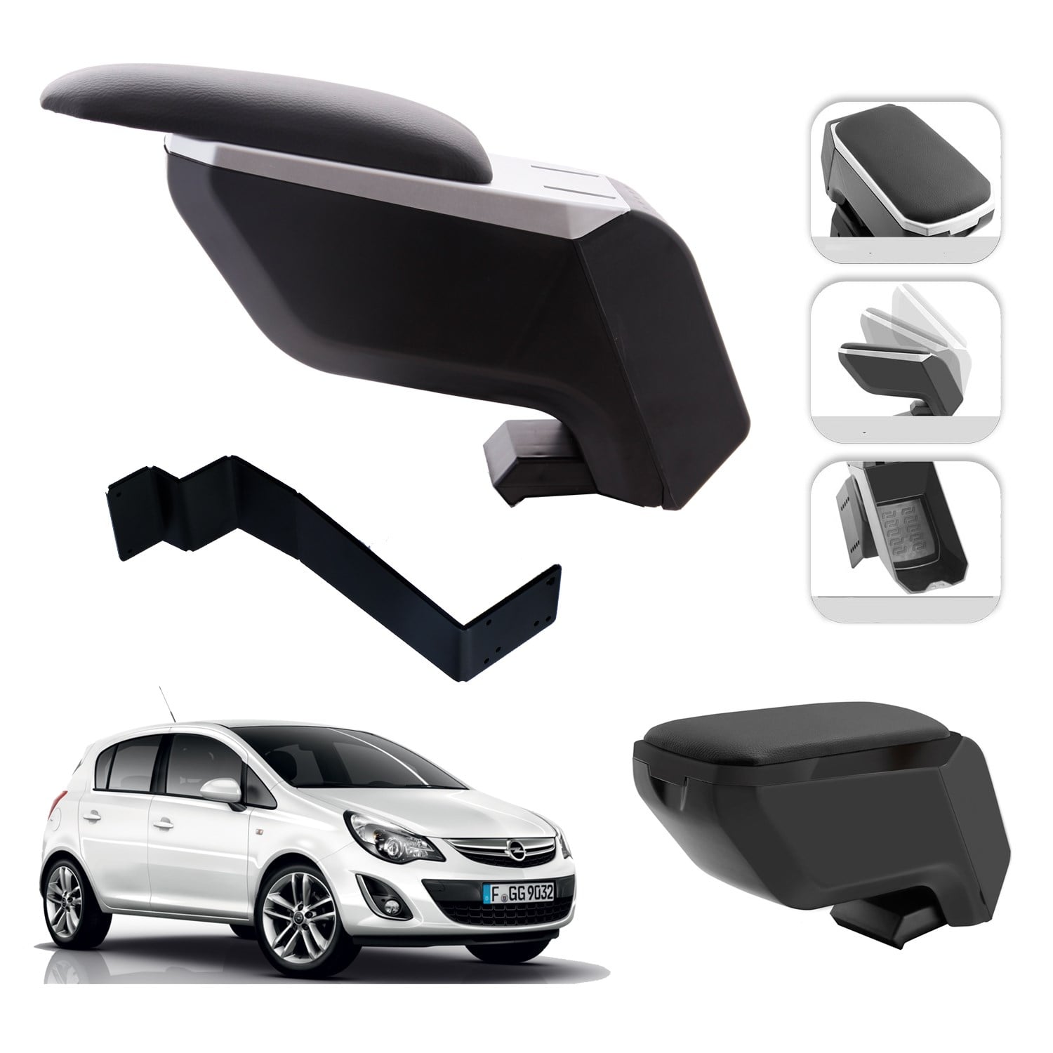 Mis Paket Opel Corsa D 2006-2014 Delmesiz Çelik Ayaklı Kolçak + Askılı Koku + Micro Fiber Bez + Torpido Süngeri