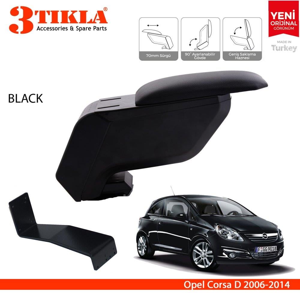 Opel Corsa D 2006-2014 Delmesiz Çelik Ayaklı Siyah Kolçak Kol Dayama