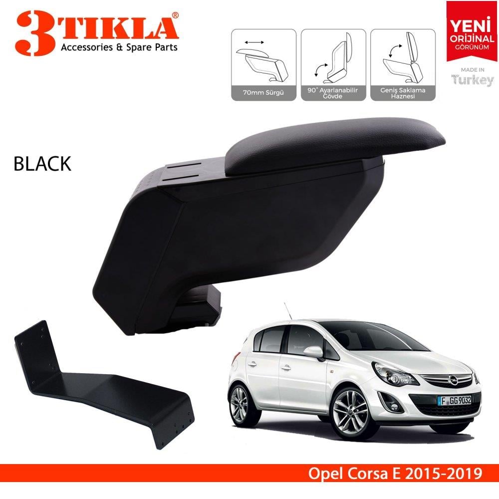 Opel Corsa E 2015-2018 Delmesiz Çelik Ayaklı Siyah Kolçak Kol Dayama