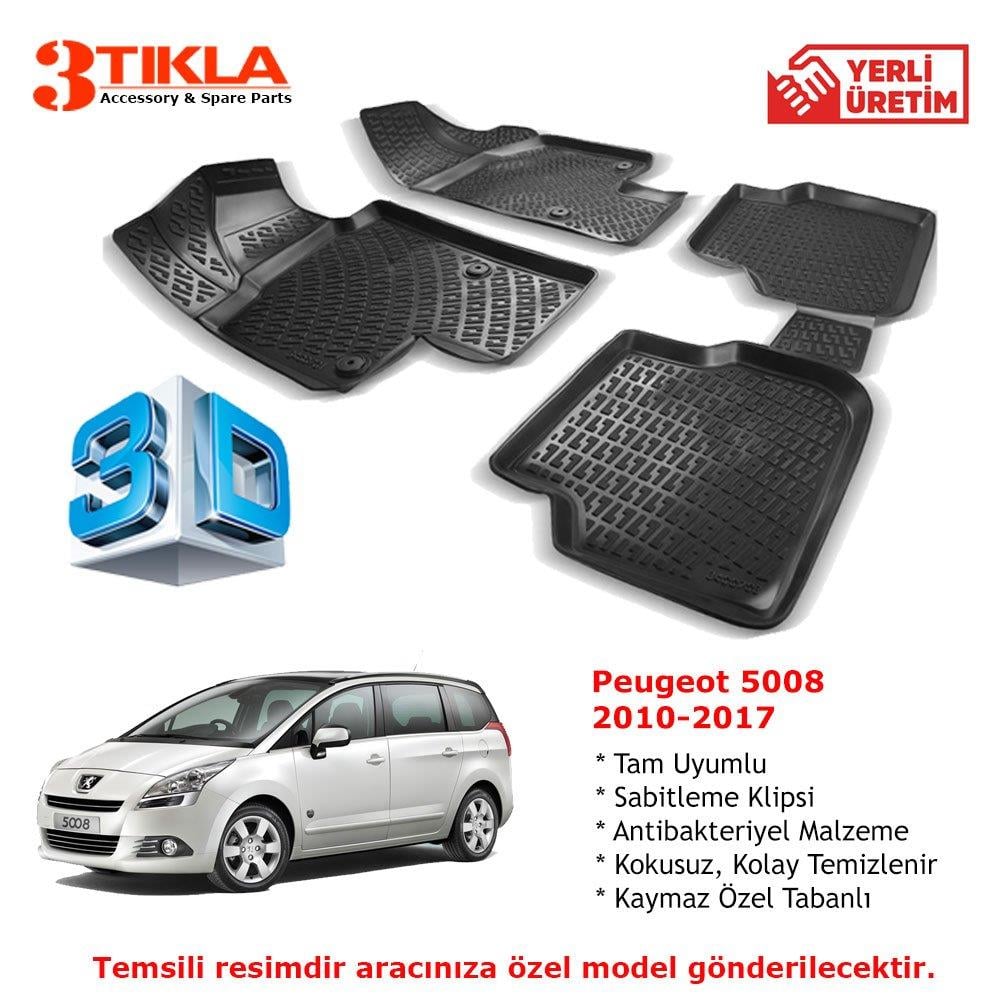 Peugeot 5008 2010-2017 Premium 3D Havuzlu Paspas Seti