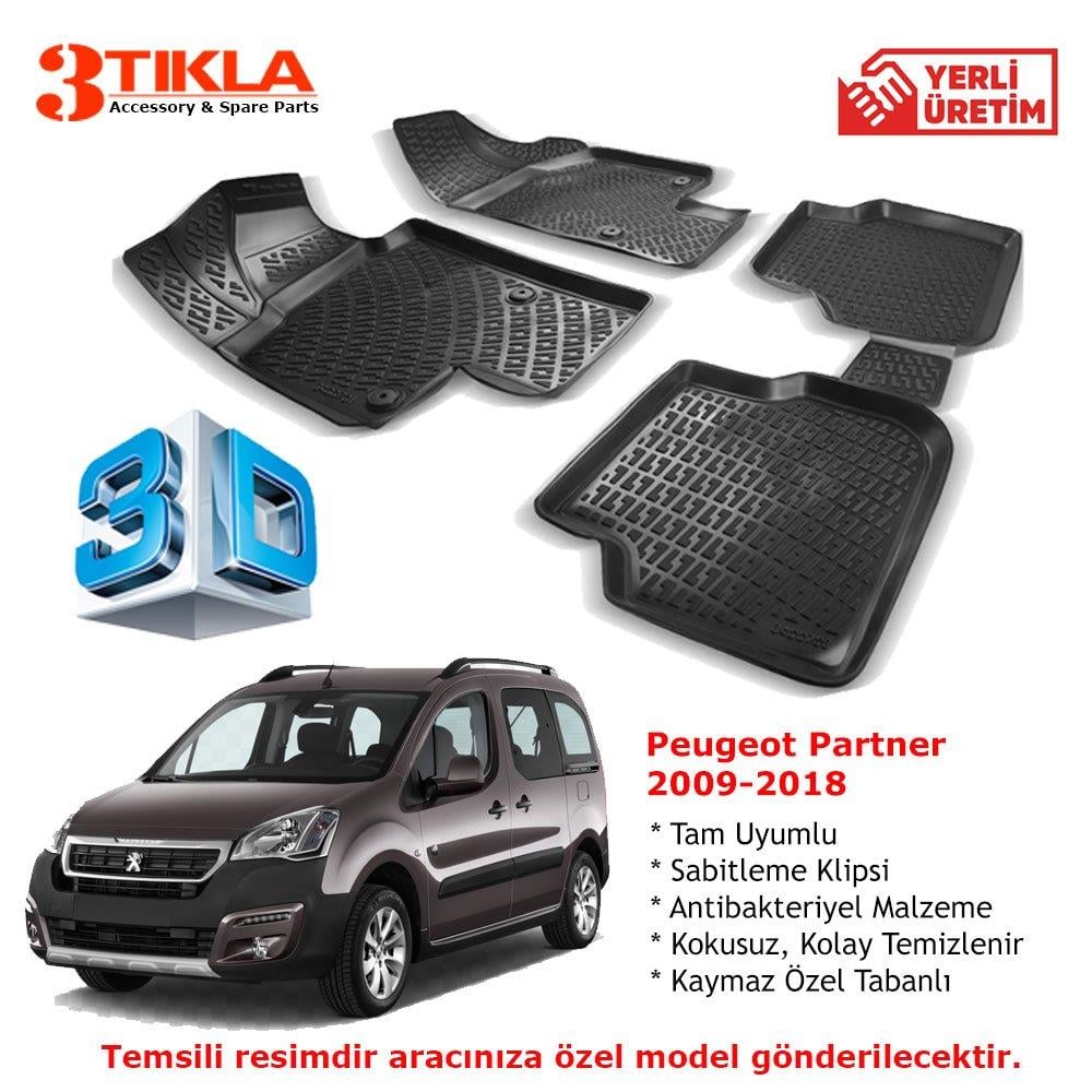 Peugeot Partner Tepe 90HP 2009-2018 Premium 3D Havuzlu Paspas Seti