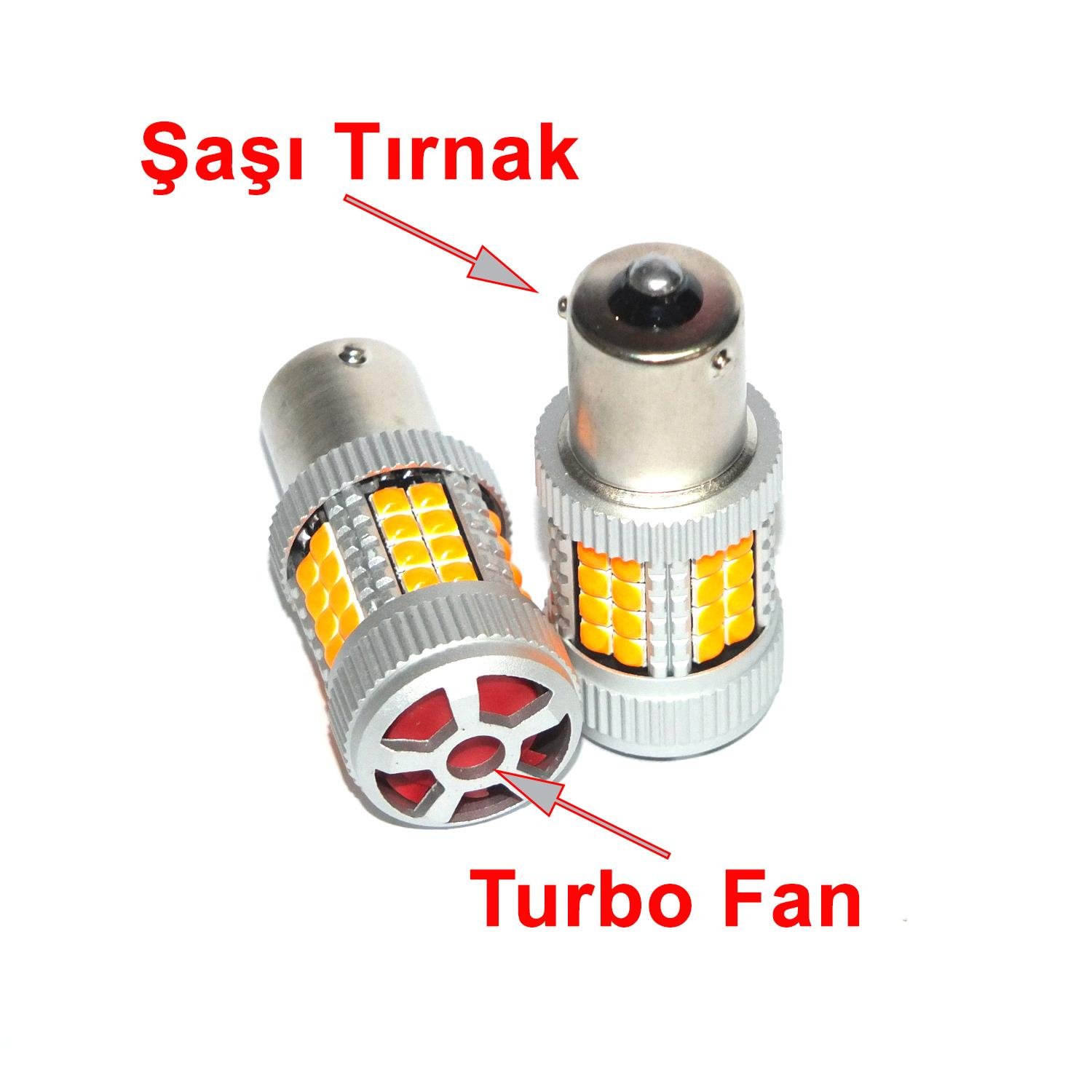 Platinum Serisi Turbo Fanlı Şaşı Tırnaklı 40 Led Turuncu Sinyal ve Stop Ampülü Süper Parlak İki Adet