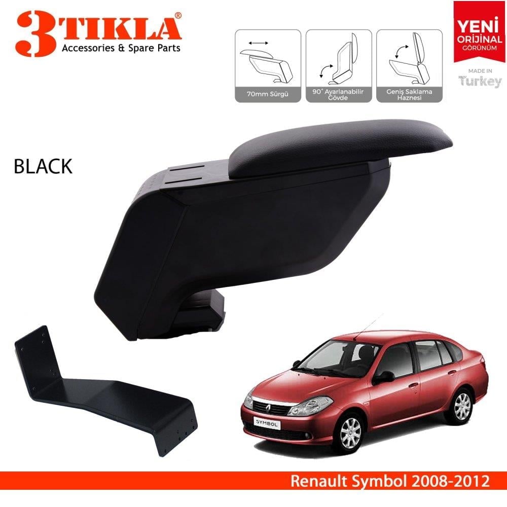 Renault Symbol 2008-2012 Delmesiz Çelik Ayaklı Siyah Kolçak Kol Dayama
