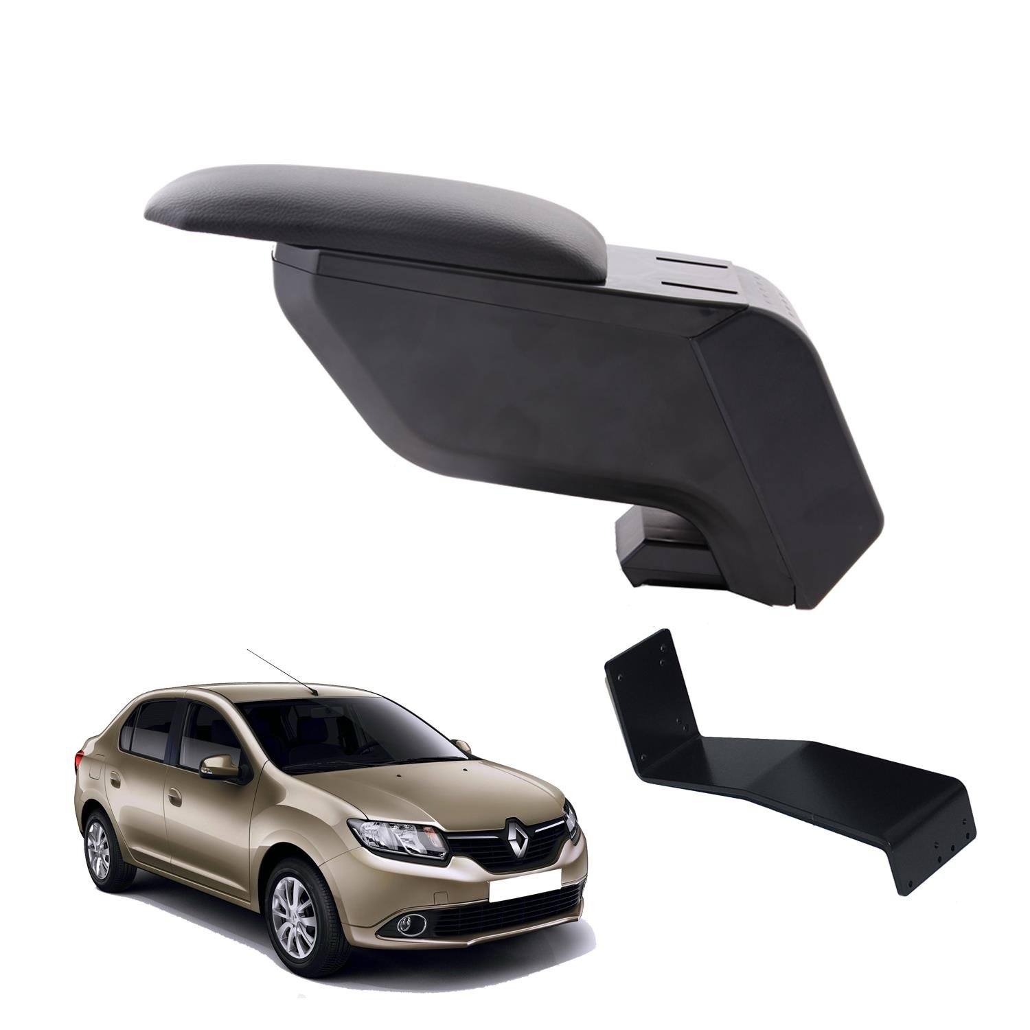 Renault Symbol 2013 Delmesiz Çelik Ayaklı Siyah Kolçak Kol Dayama