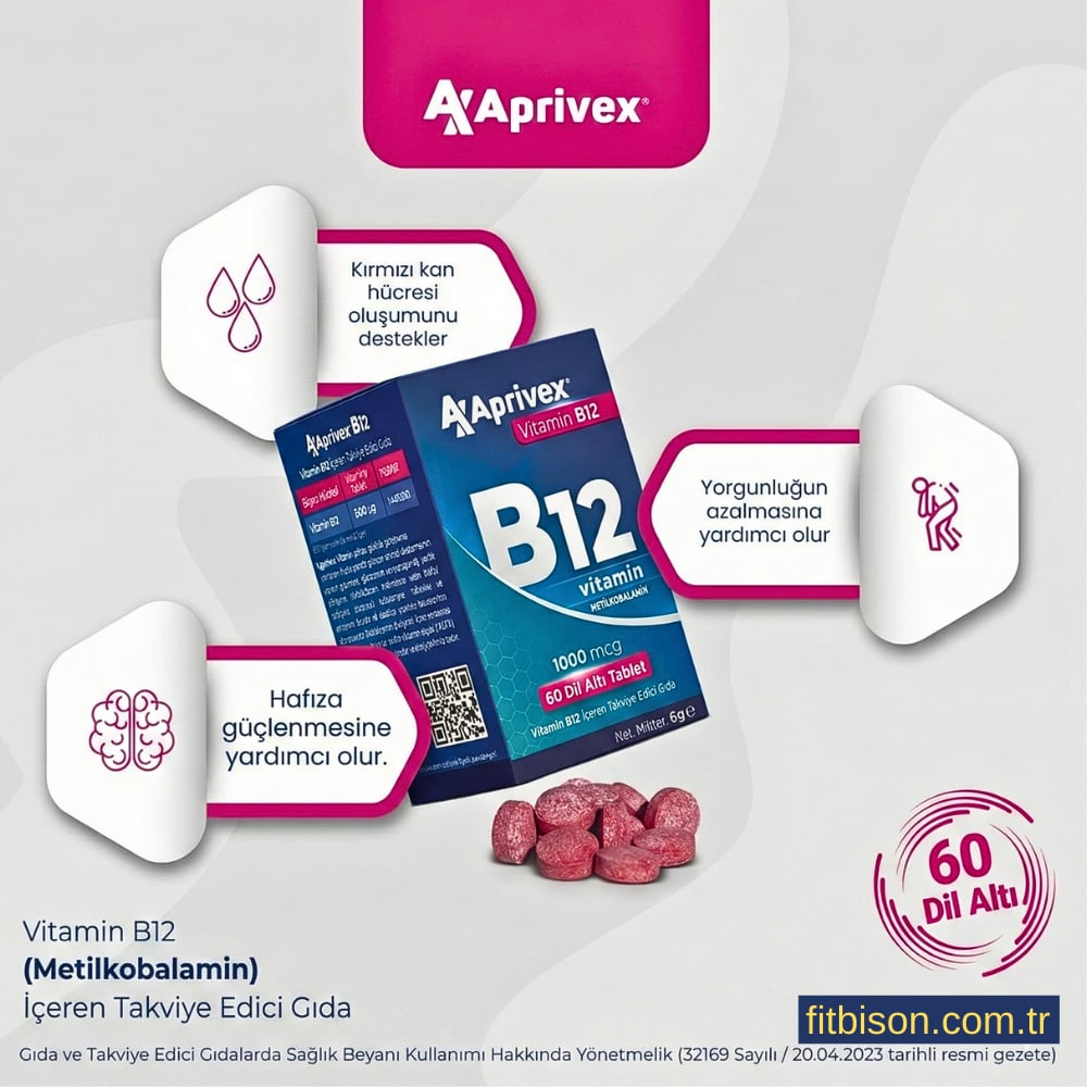 Aprivex Vitamin B12 1000 mcg 60 Dilaltı tablet 