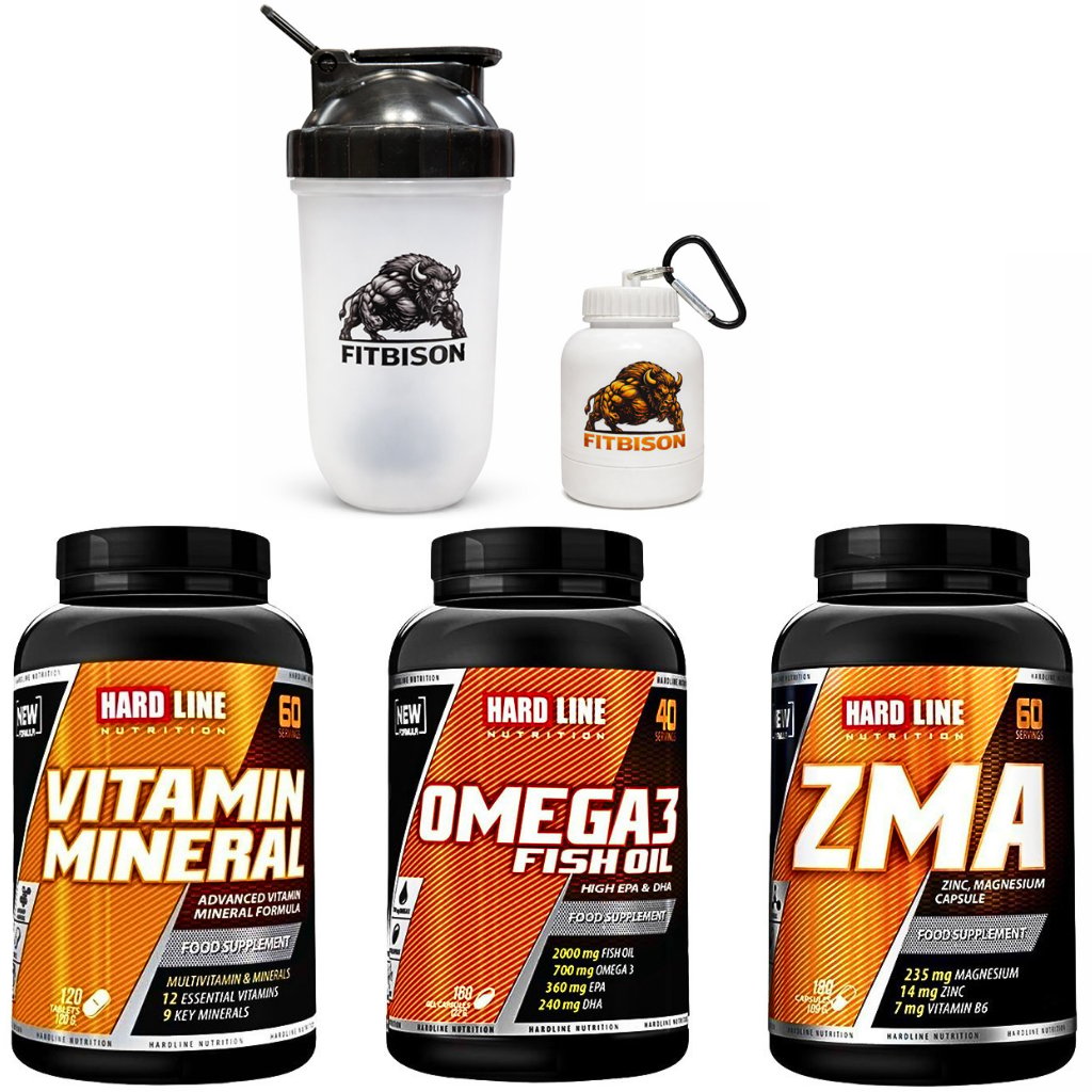 BESLE + DESTEKLE + TOPARLAN SERİSİ-Vitamin Mineral + Omega 3 Fish Oil + ZMA + Pro Shaker (700 ml) + Maskot Toz Taşıma Kutusu (100 ml)