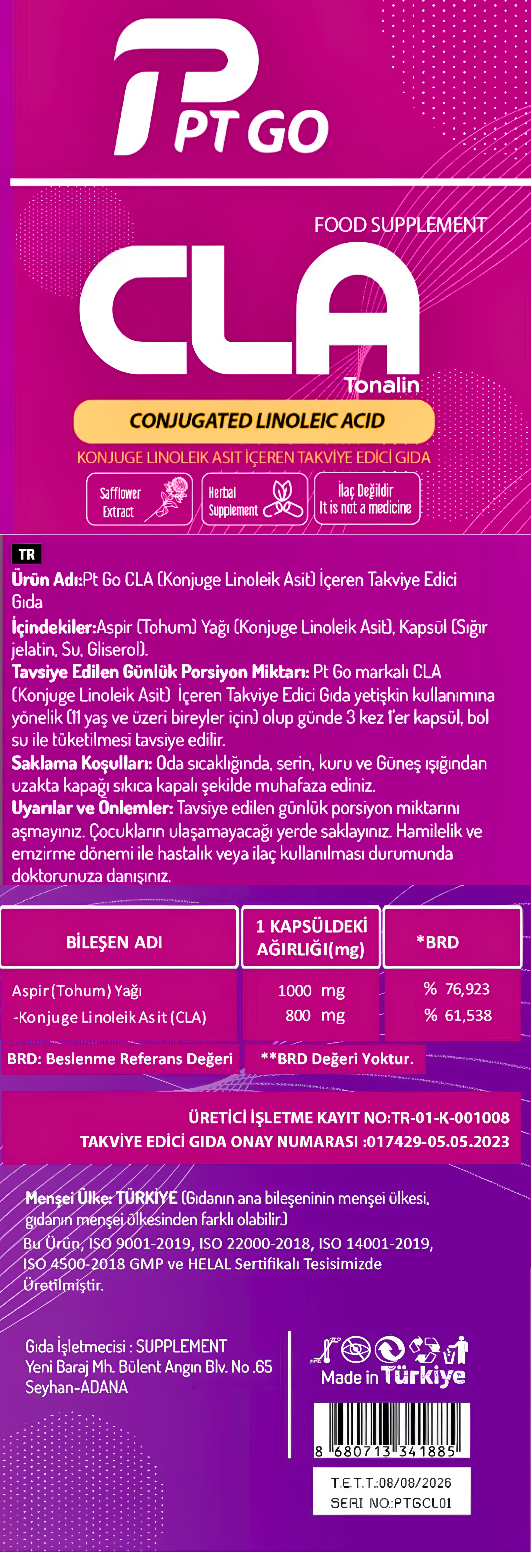 PT GO CLA 1000 mg 60 Soft Jel