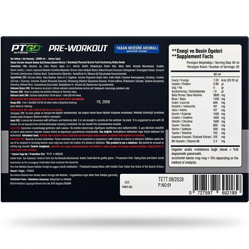 PT GO NUTRITION PRE-WORKOUT 20x60 ML SHOT