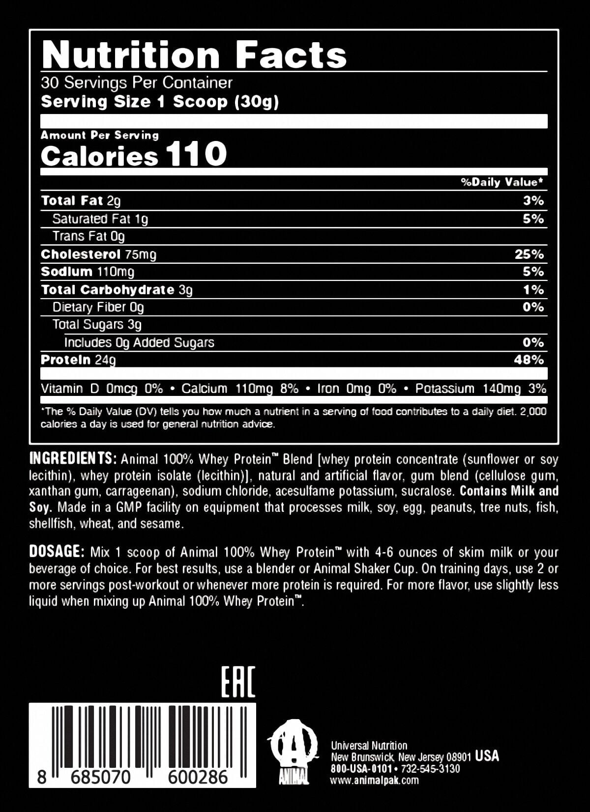 Universal Animal 100% Whey Protein 908 Gr