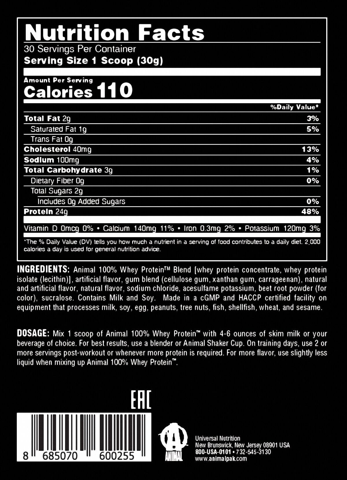Universal Animal 100% Whey Protein 908 Gr