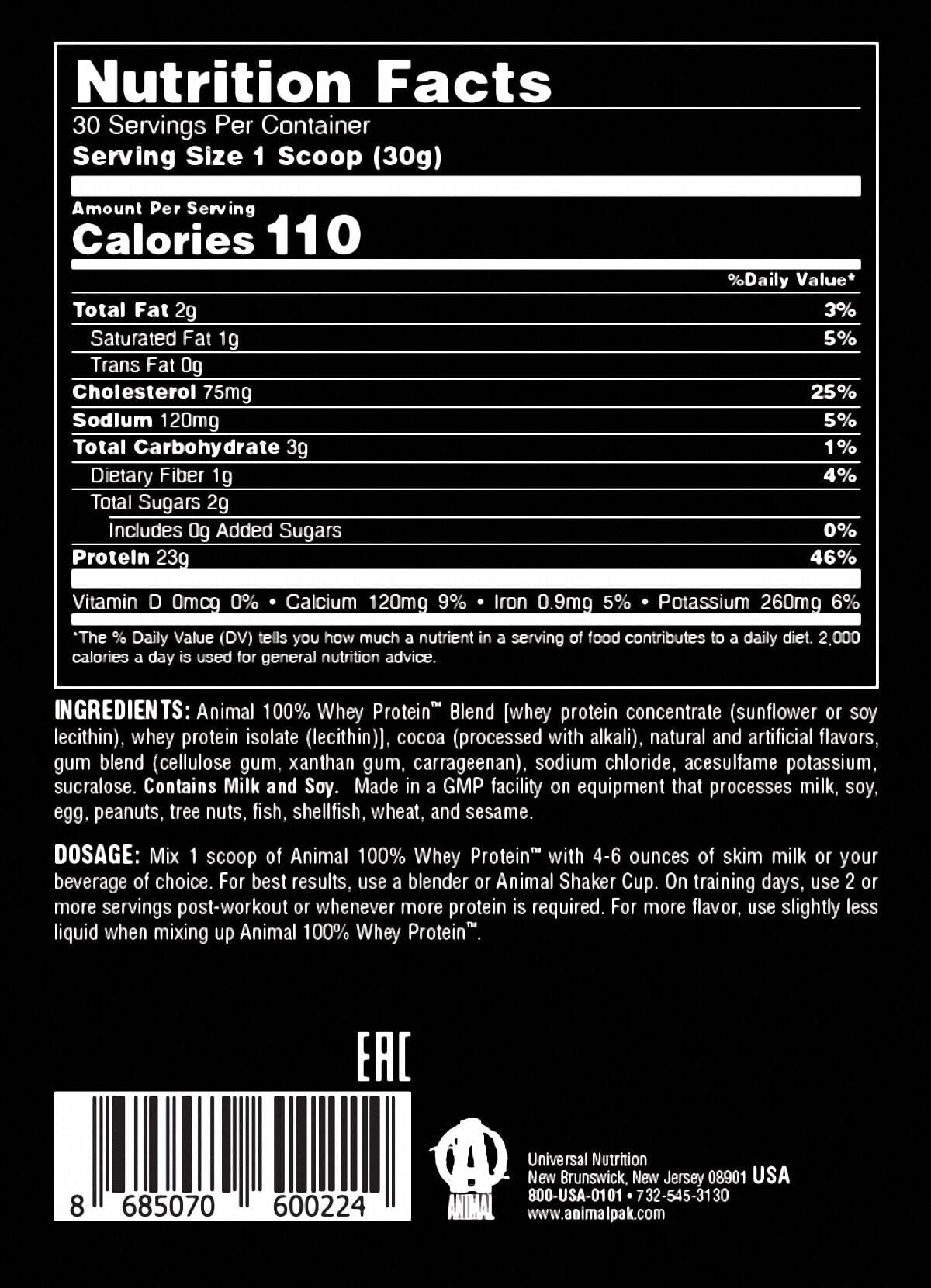 Universal Animal 100% Whey Protein 908 Gr