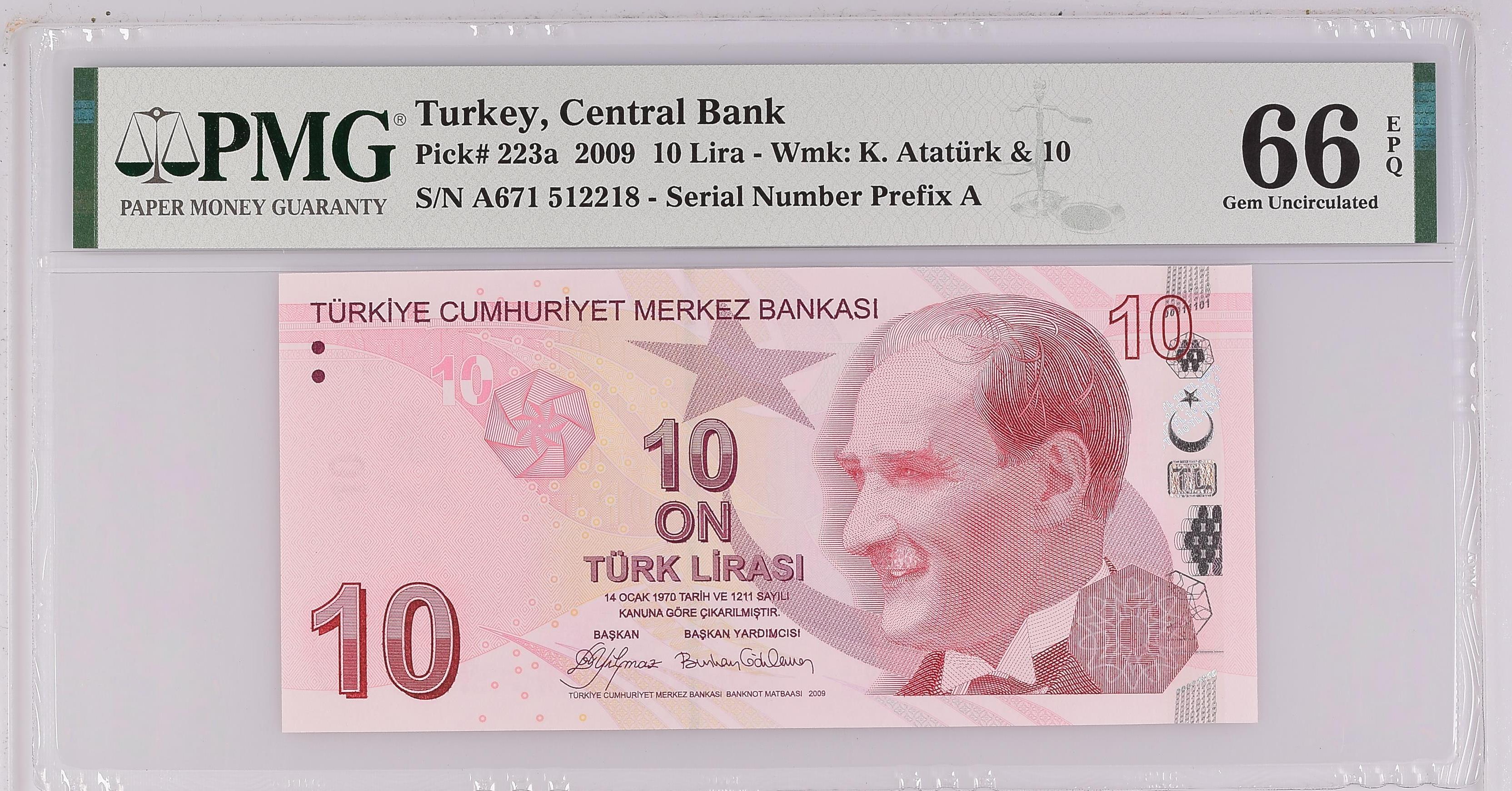 9. Emisyon 1. Tertip 10 Lira - ÇİL - PMG 66
