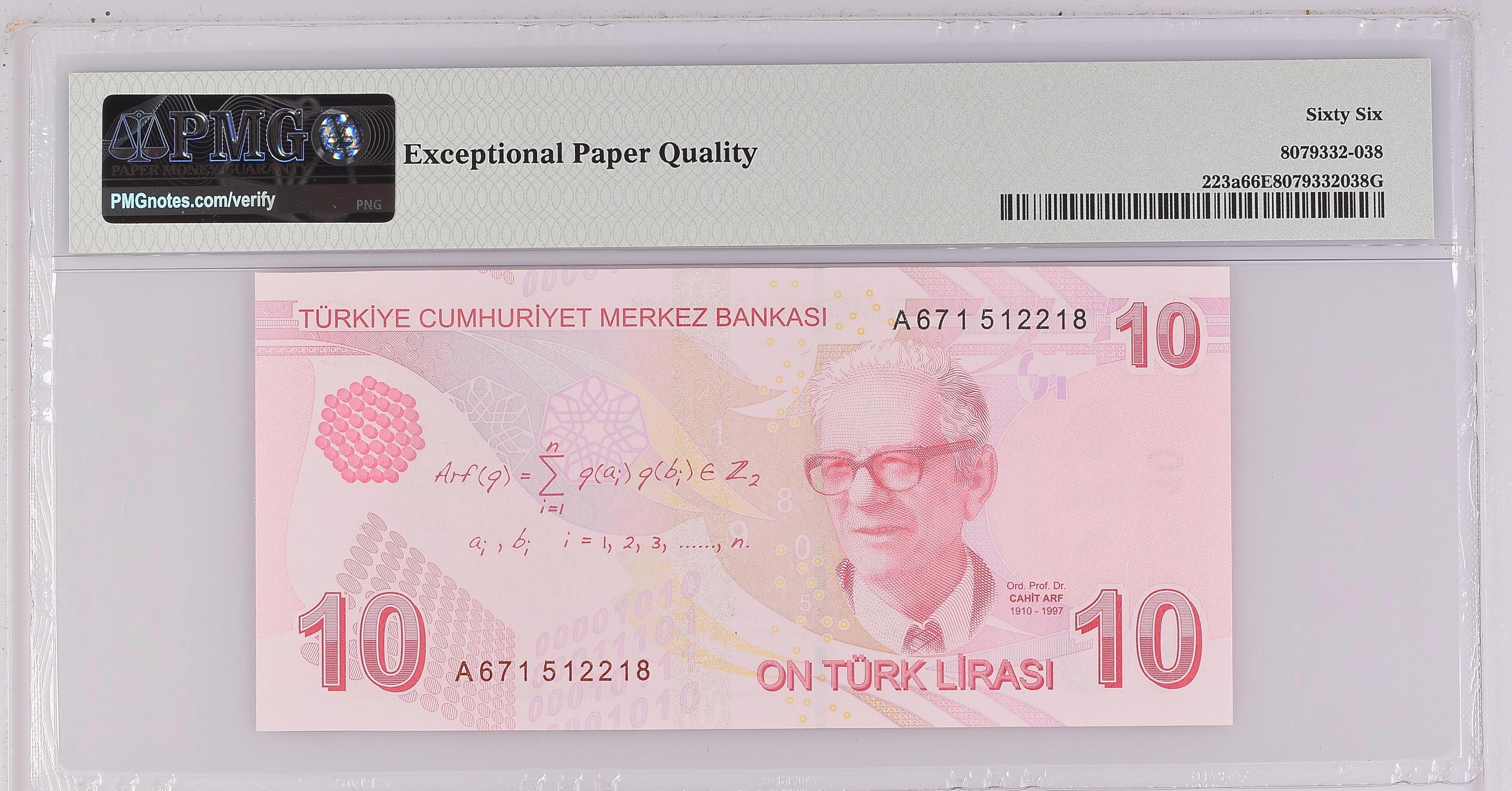 9. Emisyon 1. Tertip 10 Lira - ÇİL - PMG 66