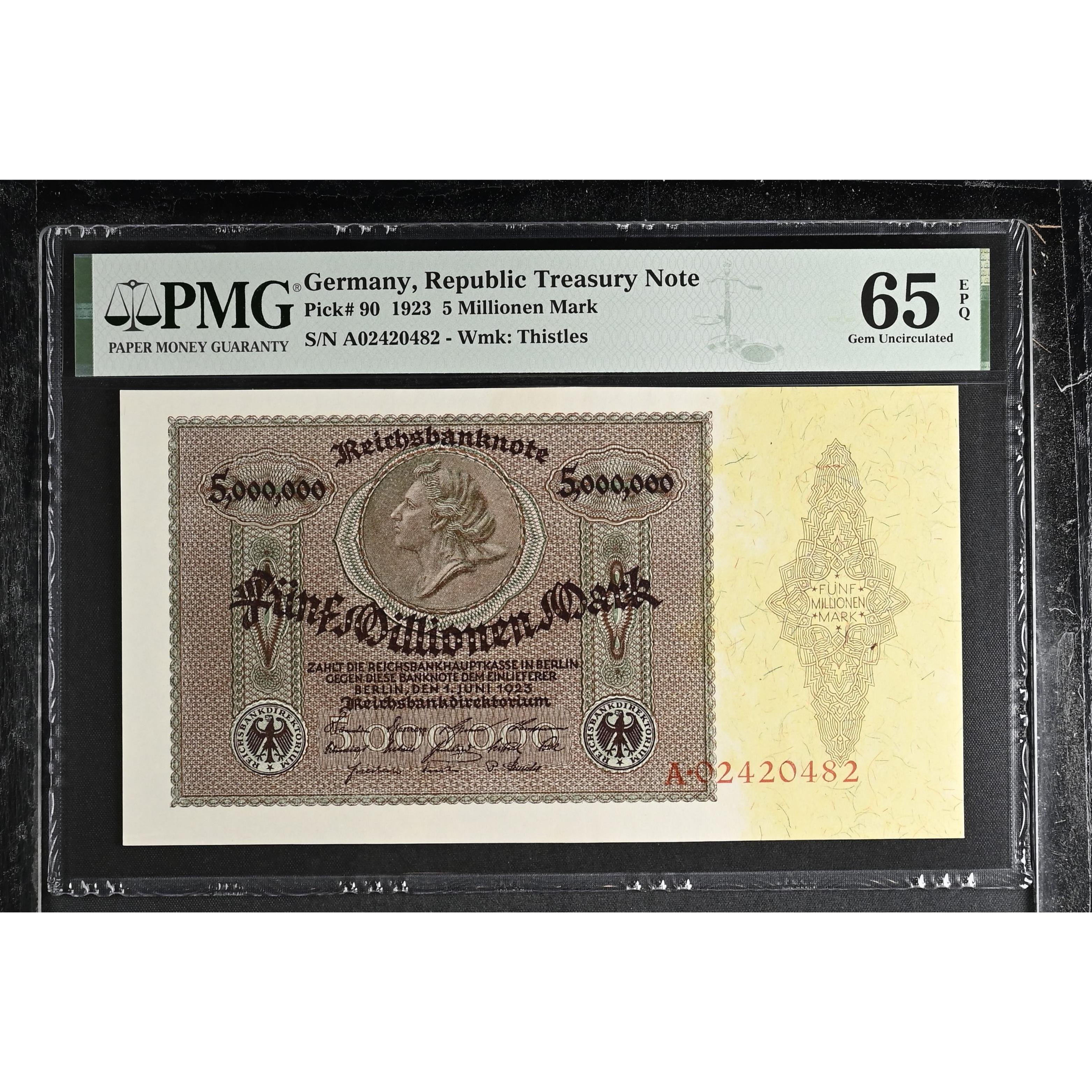 Almanya 5 Milyon Mark - 1923 - ÇİL - PMG EPQ 65