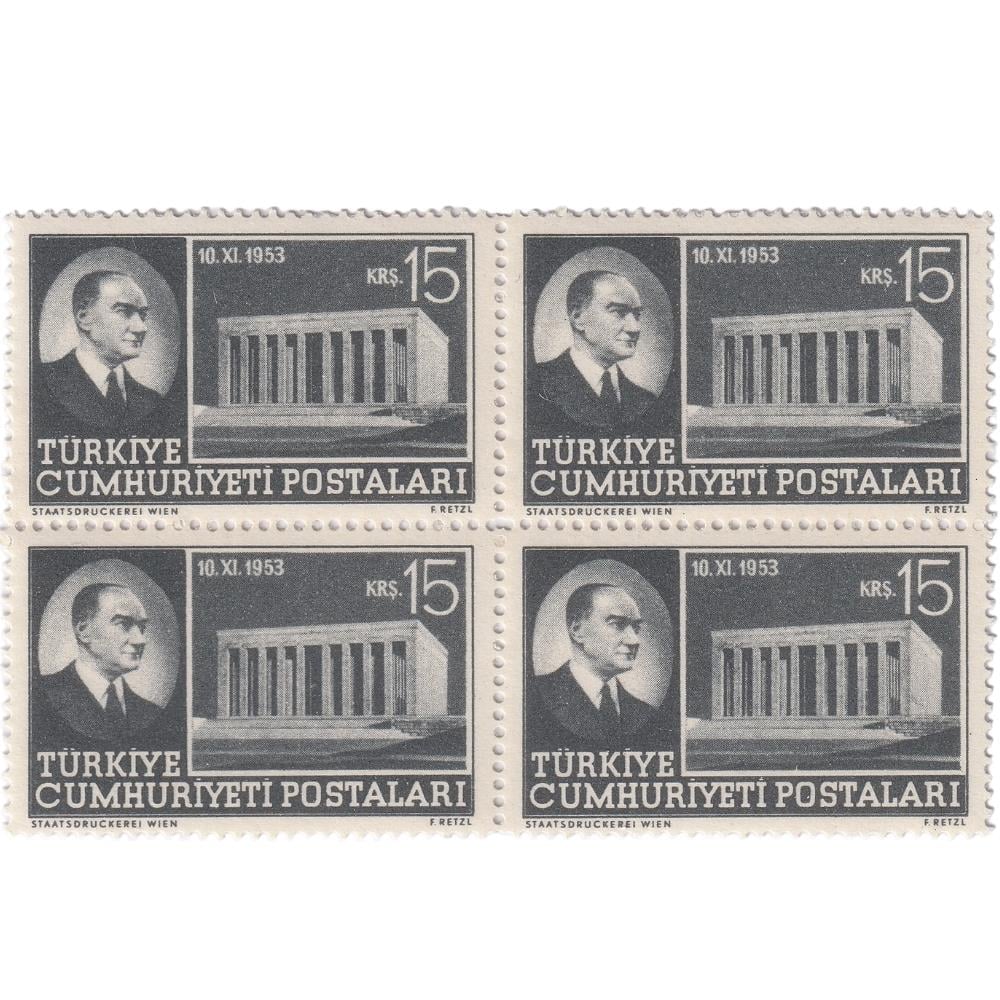 Anıtkabir'in Açılışı 15 Kuruş 4'lü Blok - 1953