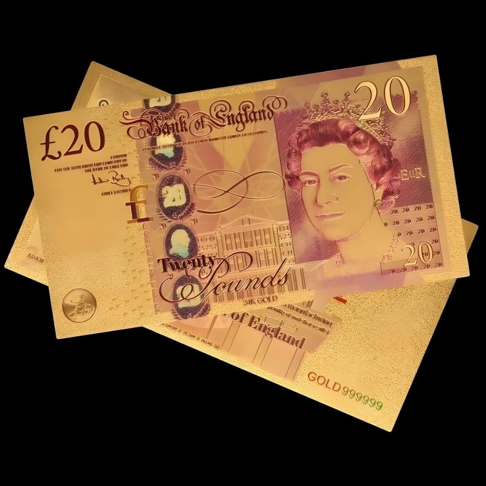Renkli Altın Varak İngiltere 20 Pound - ÇİL